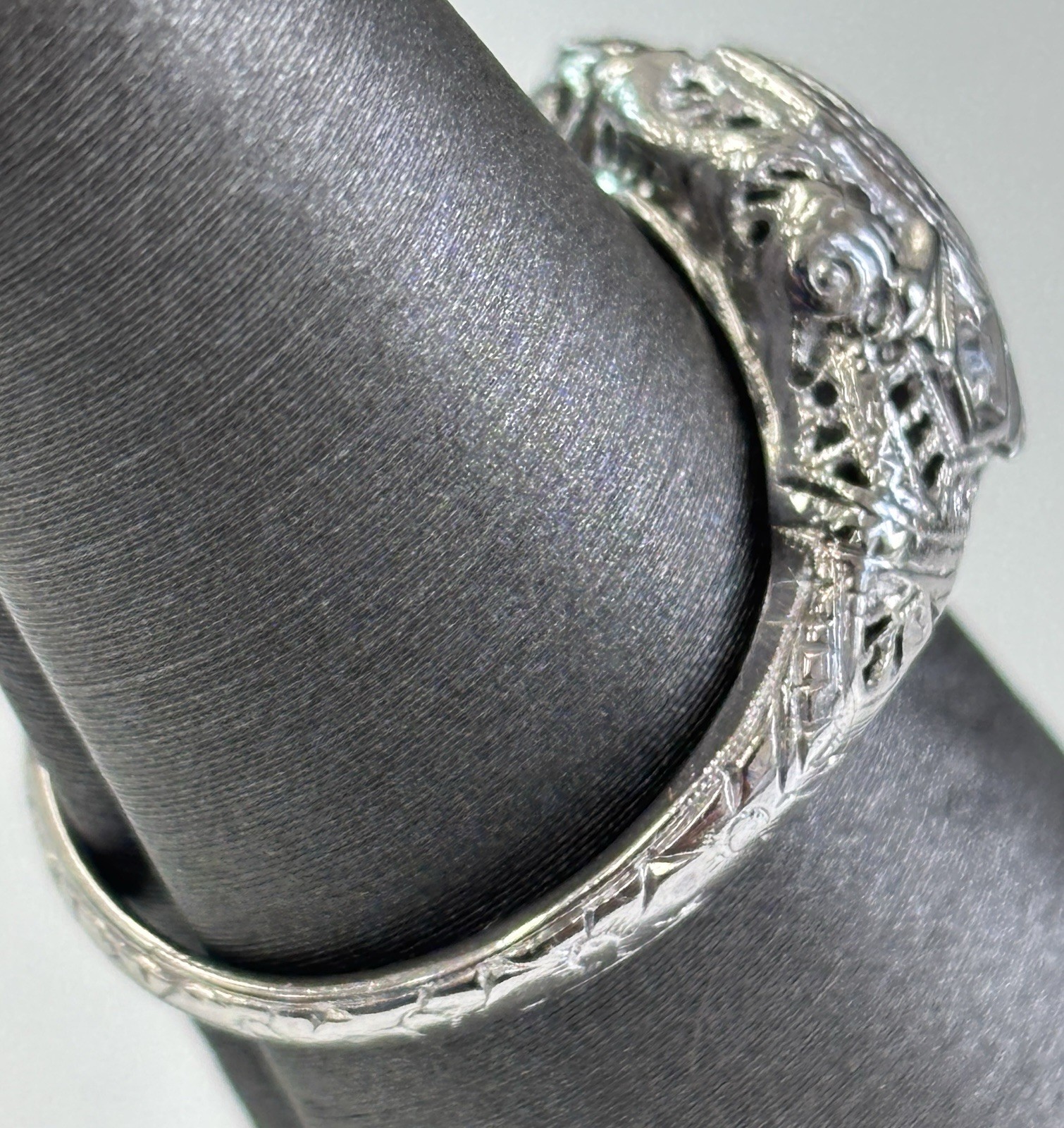 Platinum .20ctw Natural Old European And Single Cut Diamond Vintage Ring