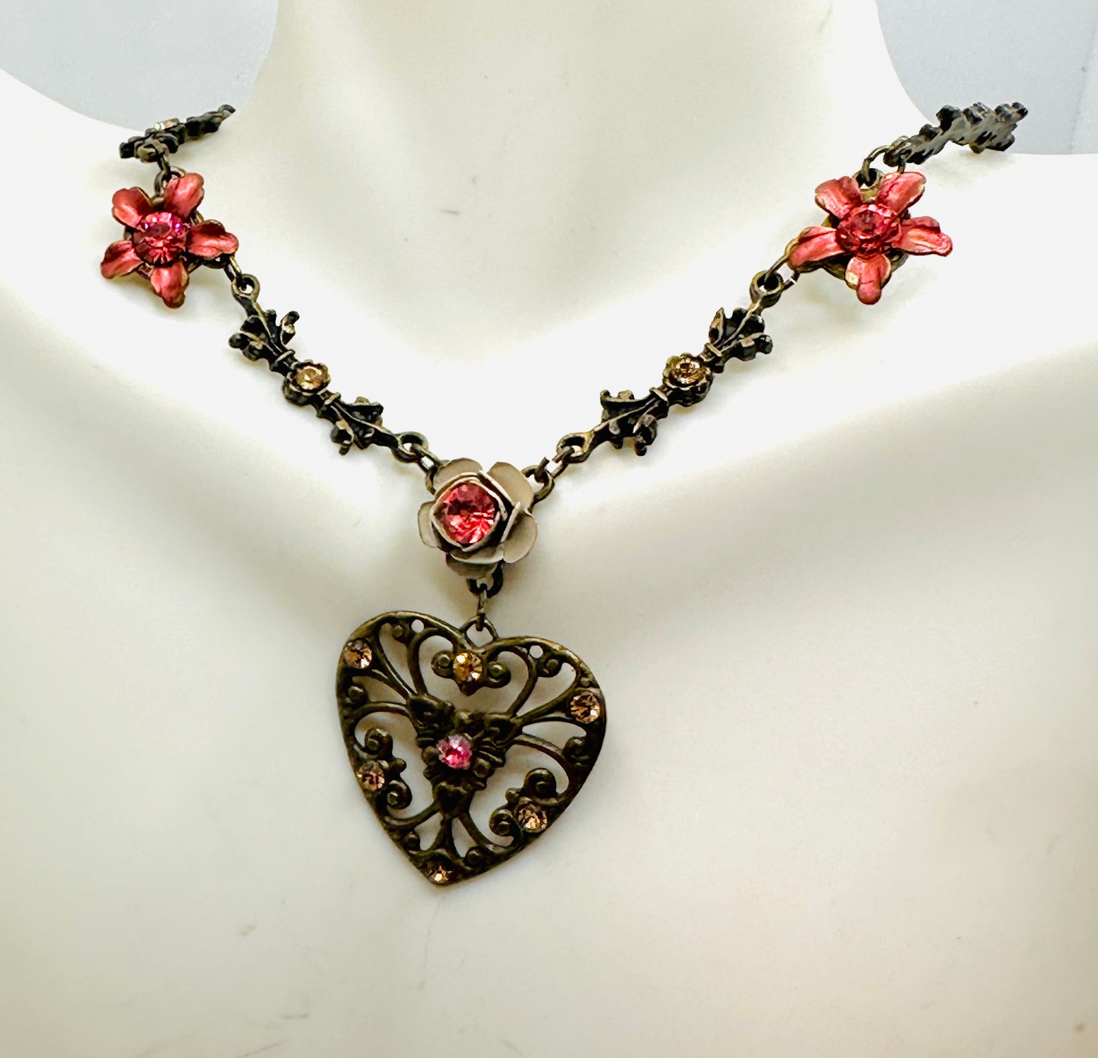 Lot Superb Vtg Glass Works Studio Heart Necklace + Belladonna + Avon Bracelet +