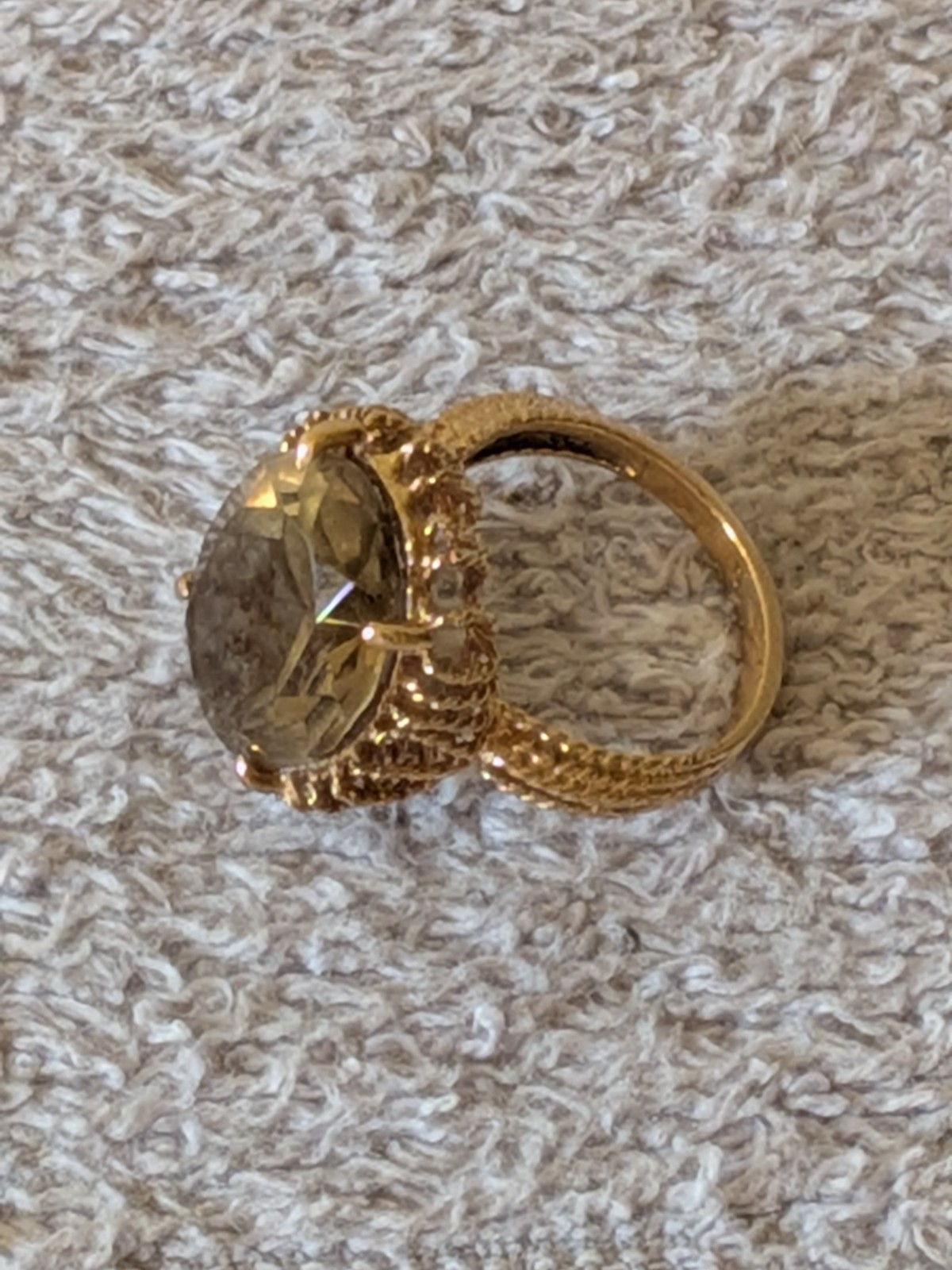 10k Solid Gold Filagree Citrine Cocktail Ring Sz 4.25 Tested 4.3 grm