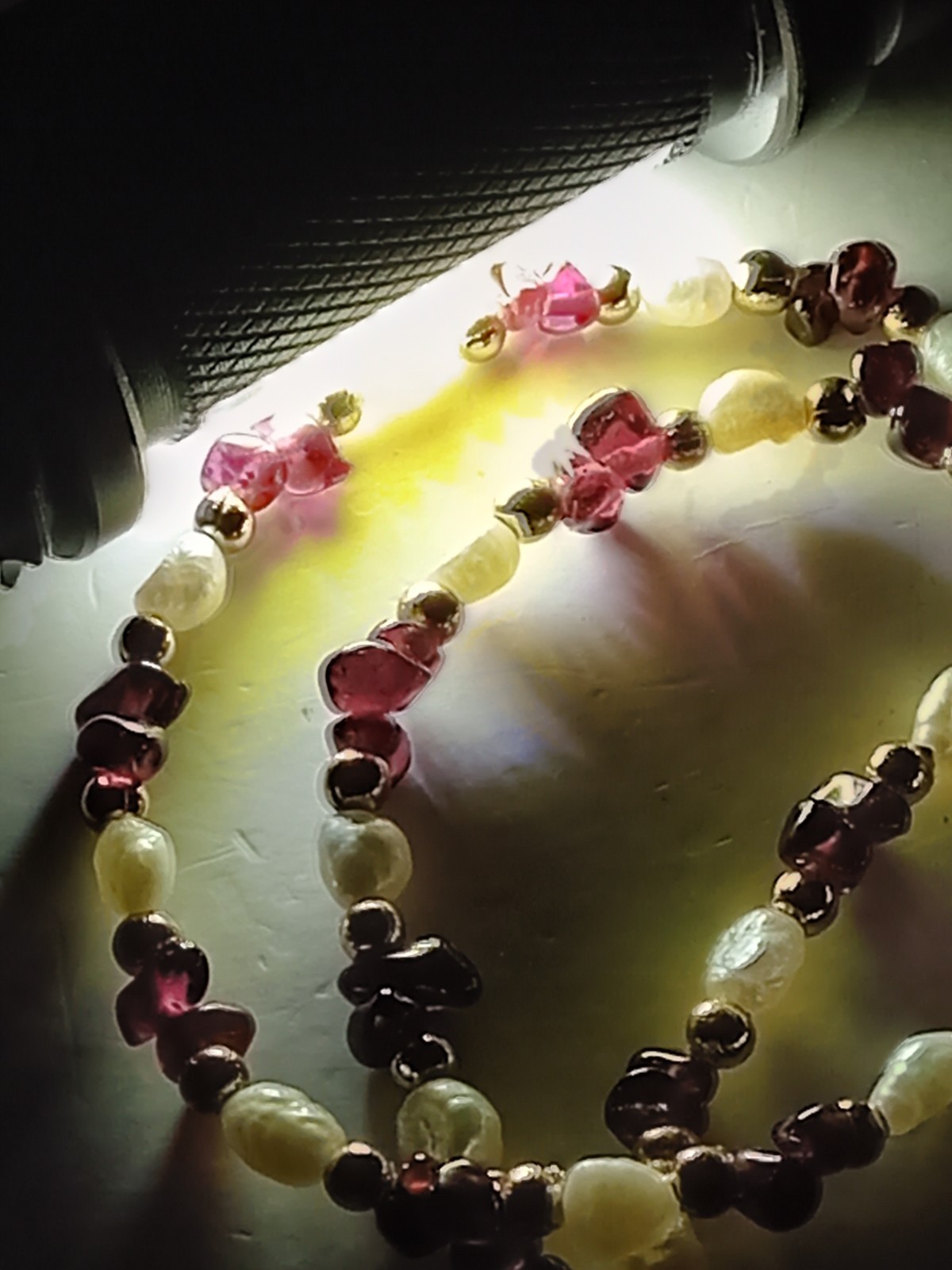 Natural Garnet Freshwater Pearl Necklace 45cm 11g Vintage Gemstone Jewelry Gift
