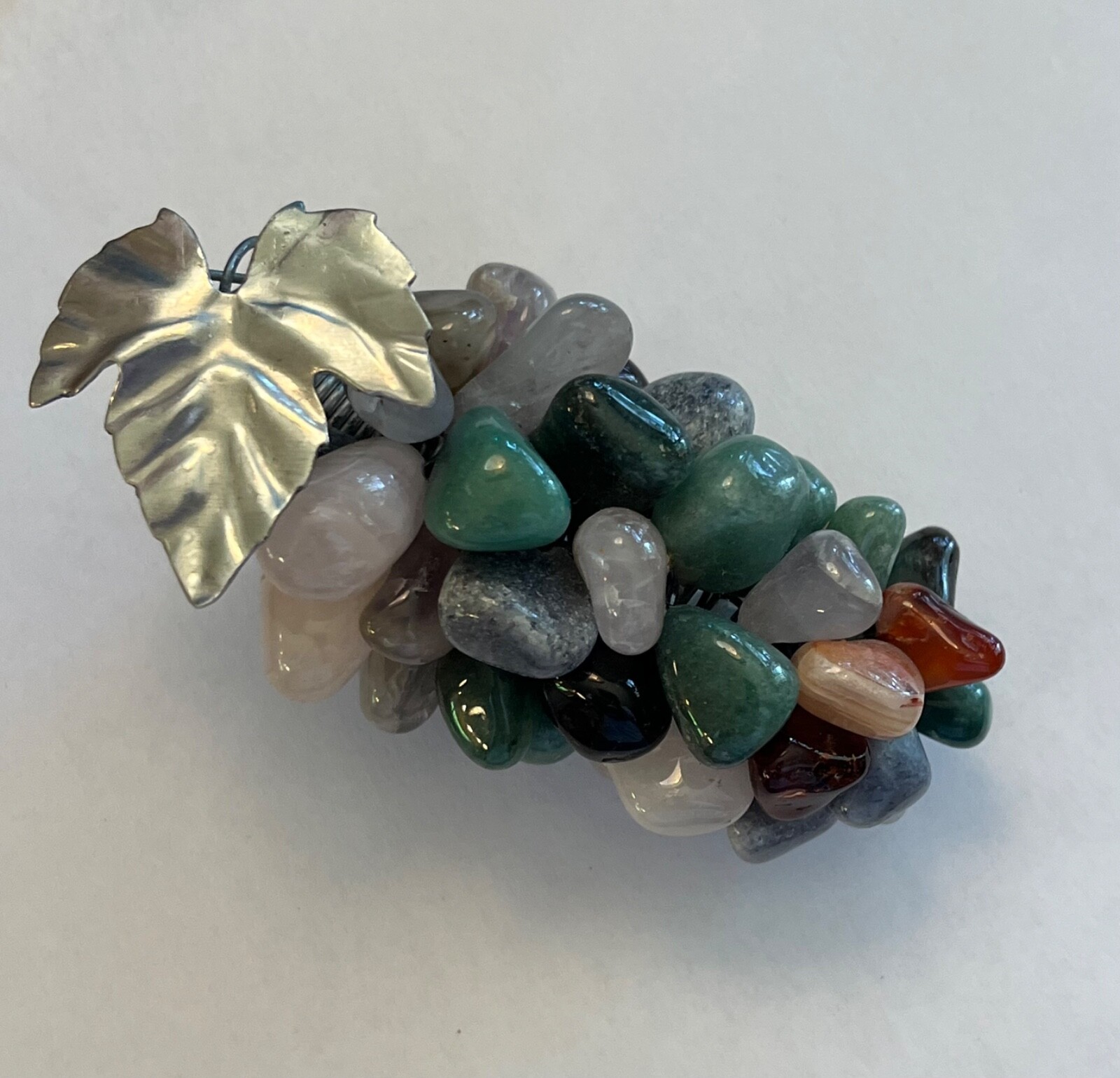 Beautiful 1950 Polished Semi Precious Decorative Gemstone Grape Cluster 2.75”L