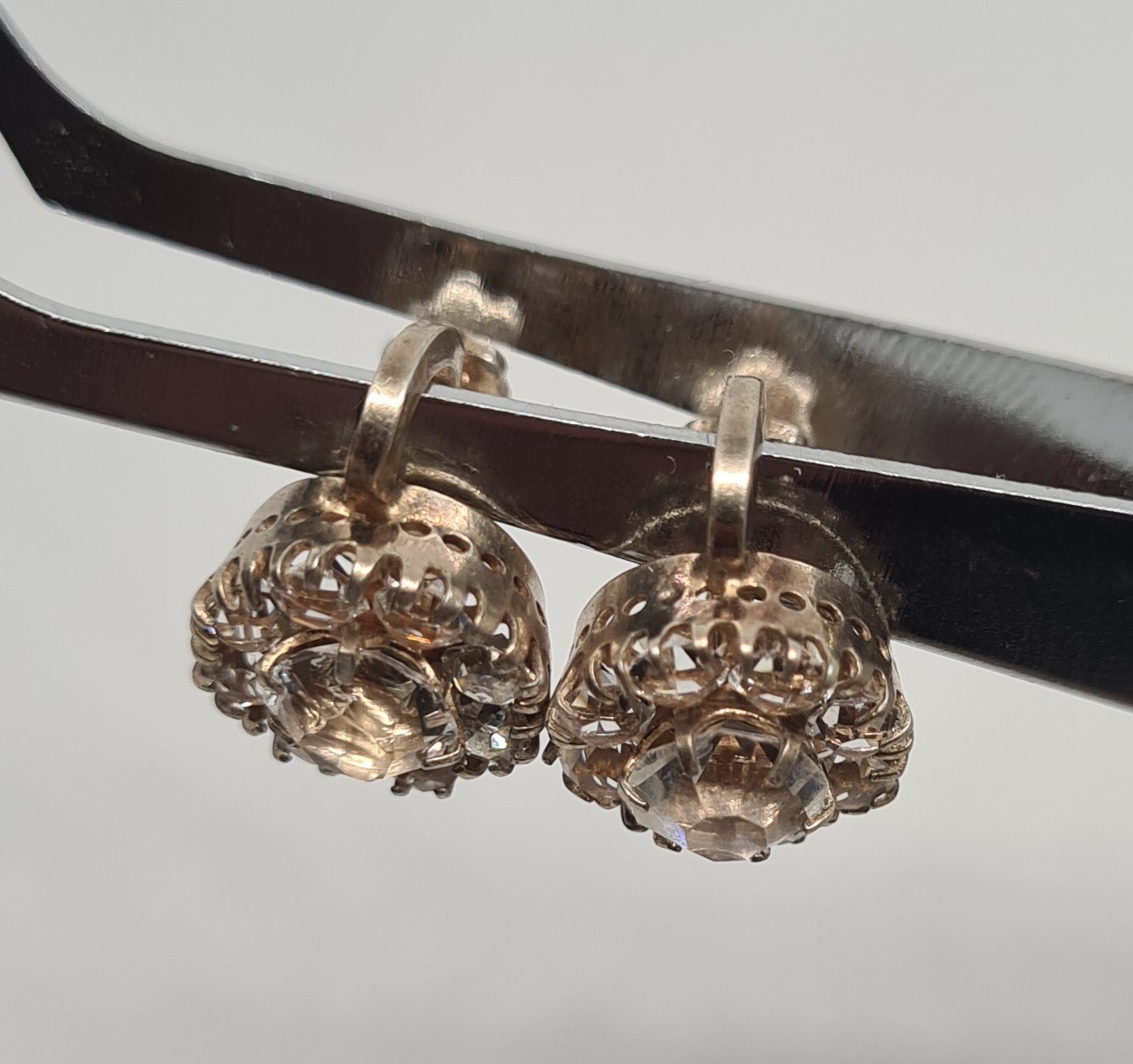 Rare Vintage Earrings, Clips Silver 875 USSR gilt 1927-1955