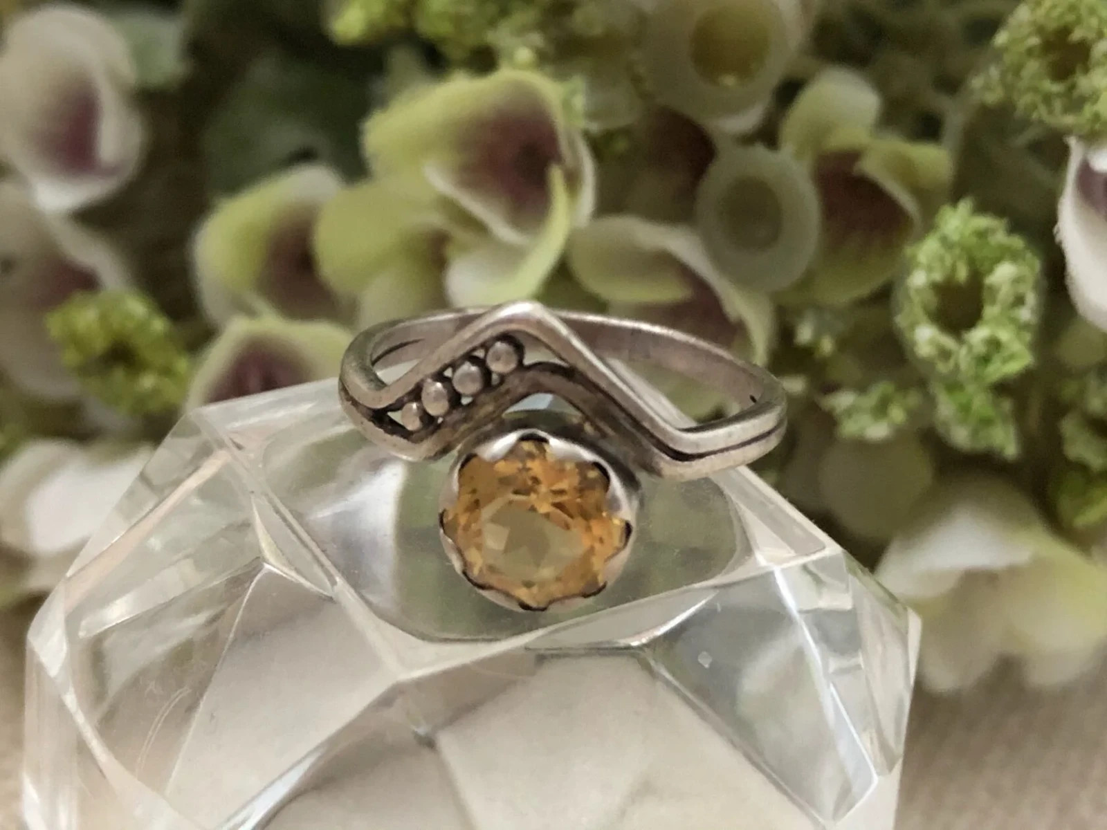 Fine Estate Jewelry Soviet Vintage Ring Sterling Silver 925 Citrine Size 6 USSR