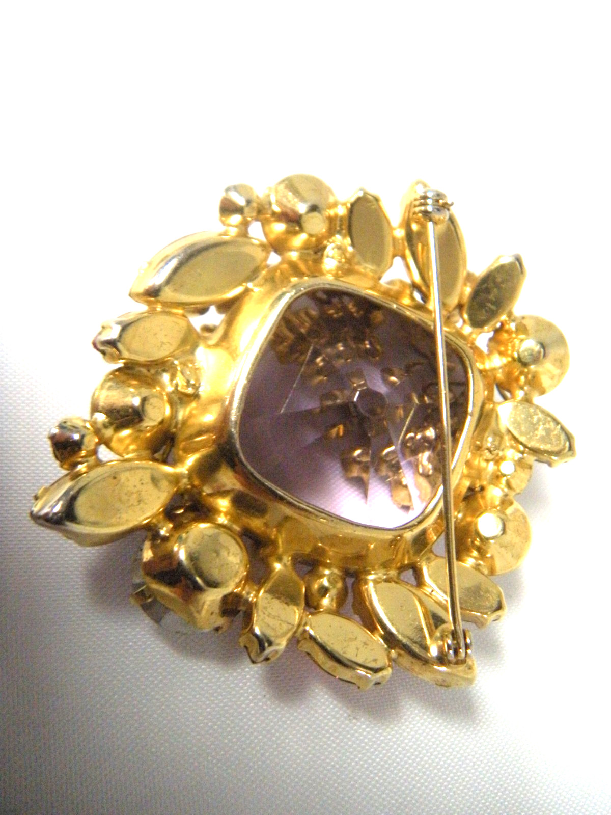 JULIANA Purple Pink Red Rhinestone Vintage Brooch Earring Set
