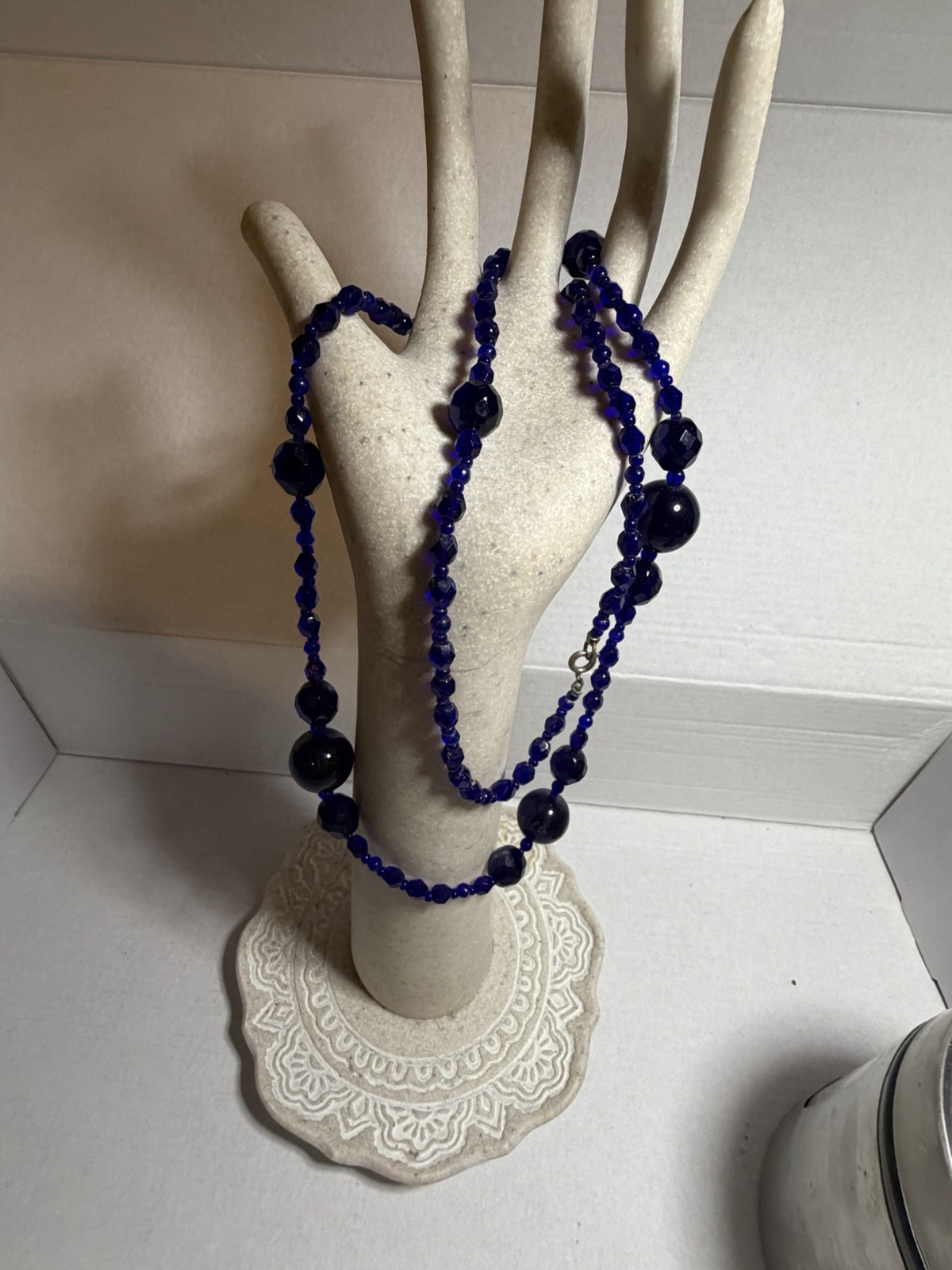Cobalt Blue Bead Necklace Vintage