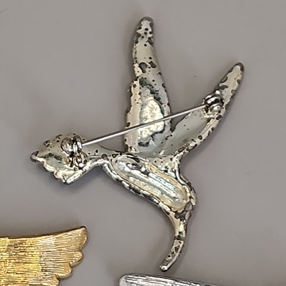 Hummingbird Brooch Lot of 3 Blue Rhinestones Enamel 1.5-2″