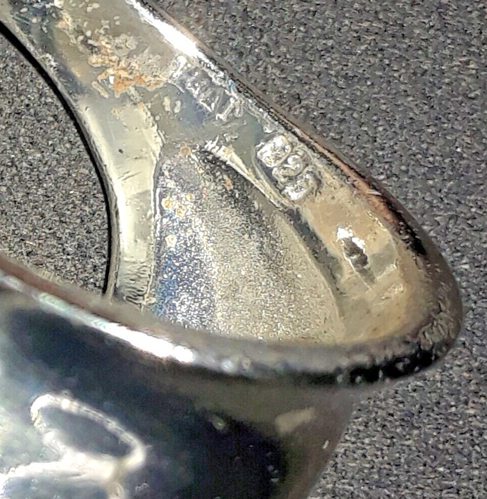 Ham Thai Signed 925 Sterling Silver Vintage Modernist Dome Ring Size 17.5mm