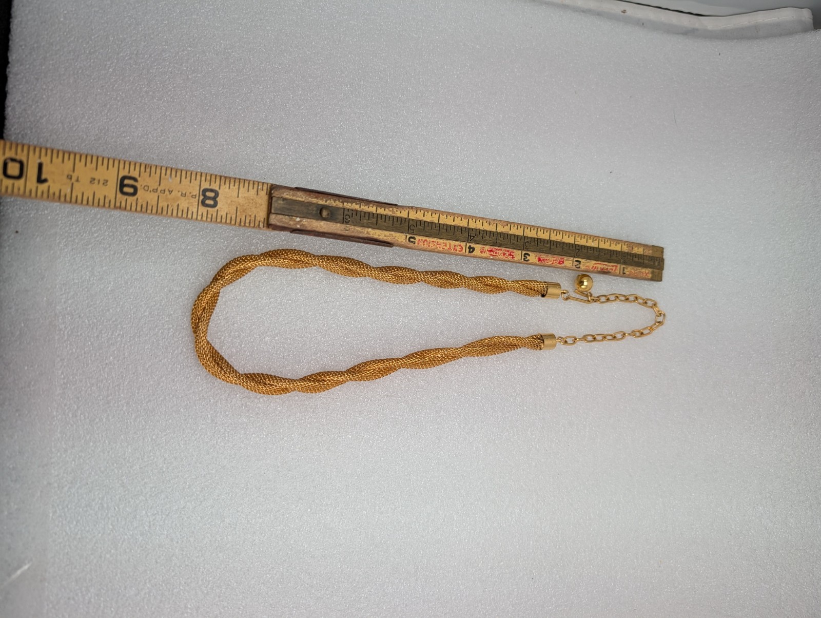 Vintage Gold Tone Mesh Ball Chain Twisted Hollow Rope 16″ Choker Necklace