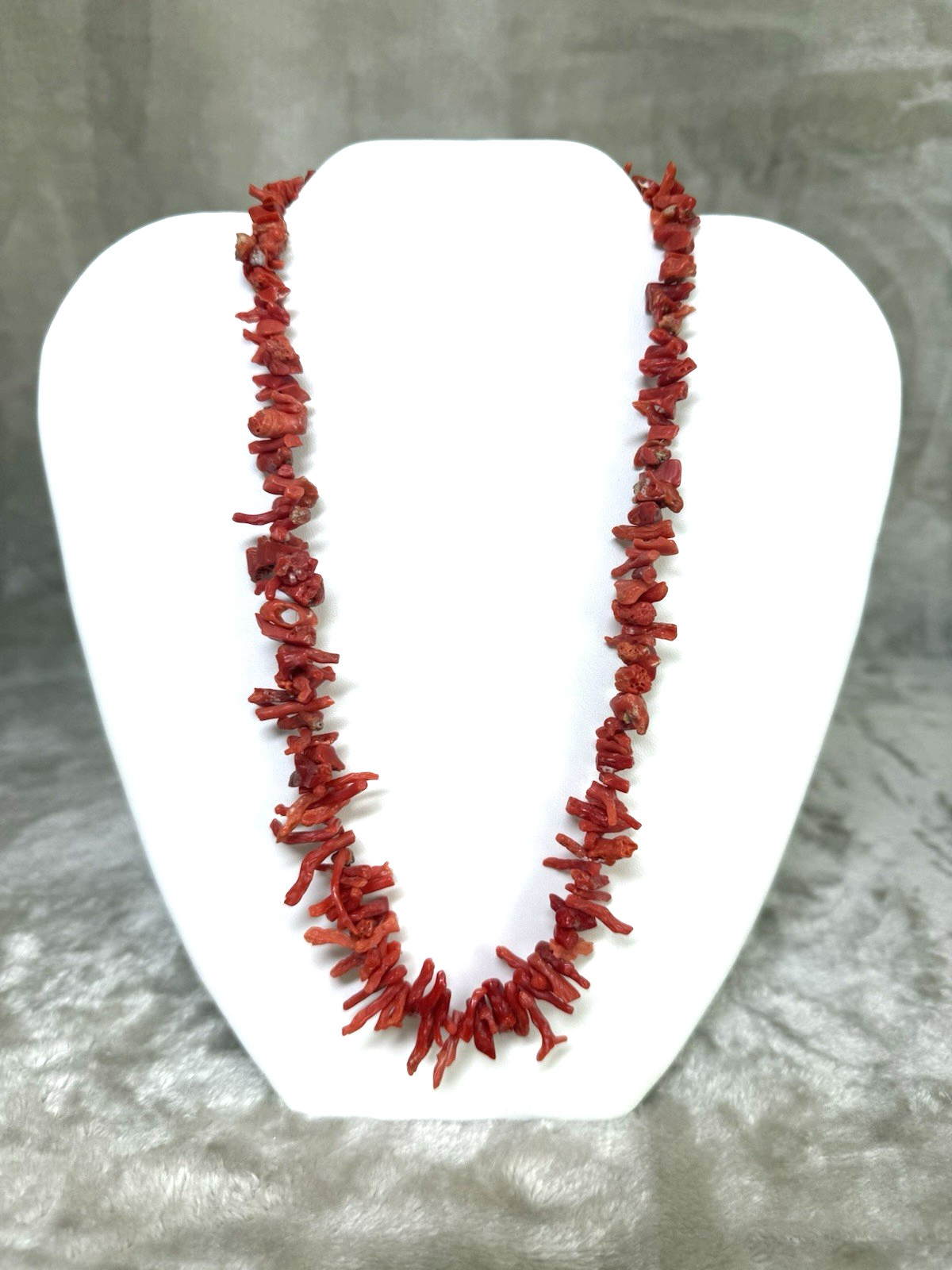 Vintage Salmon Red Branch Coral 19 ” Graduated Statement Necklace VERY NICE