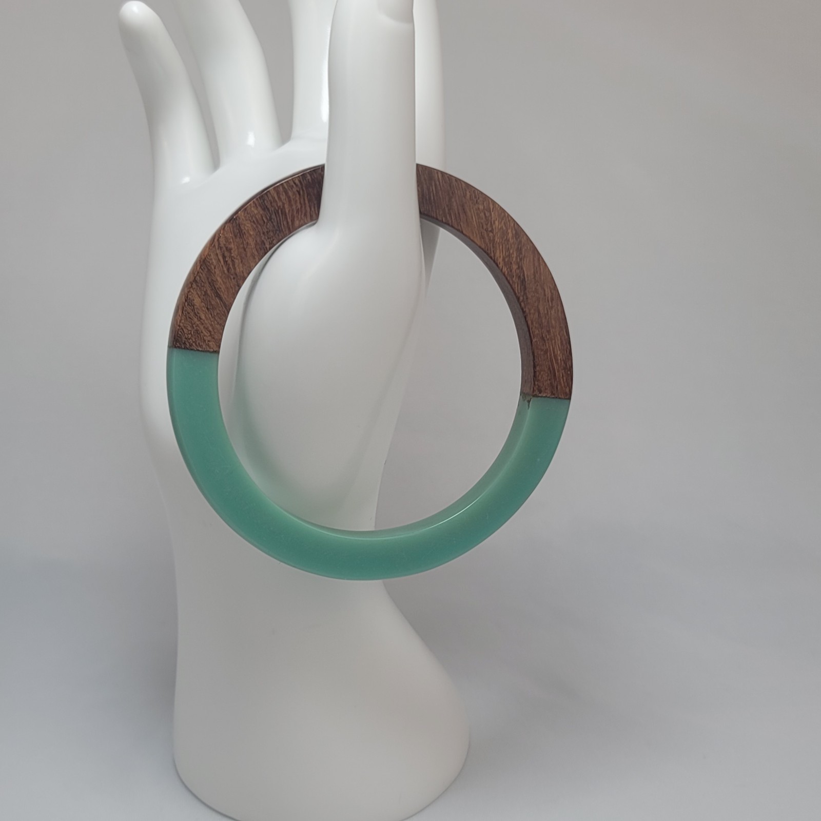 A Yellow and Green Lucite Resin & Wood Bangle Bracelet Set Modern Boho Jewelry