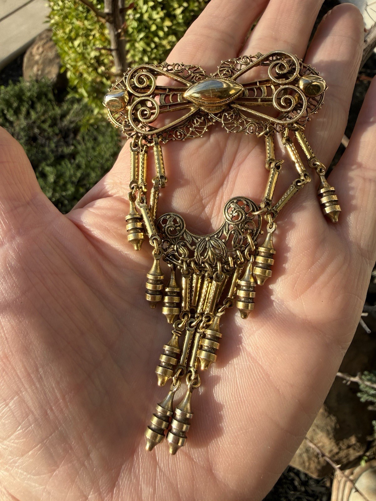 Original By Robert Vintage Victorian Revival Antique Gold Plated Festoon Brooch