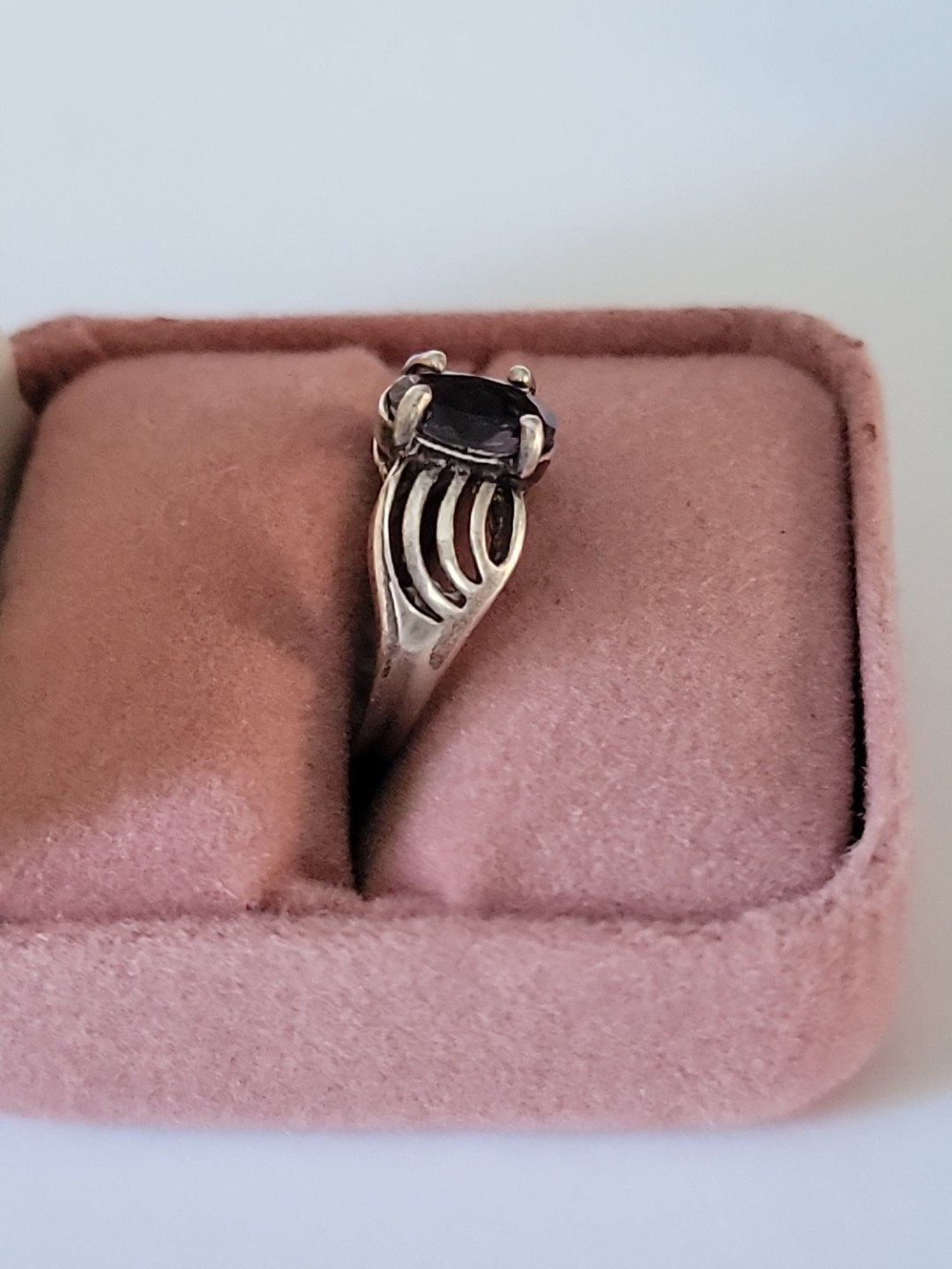 Vintage Dusty Blue Iolite Gem Stone Sterling Silver Ring 4.75″