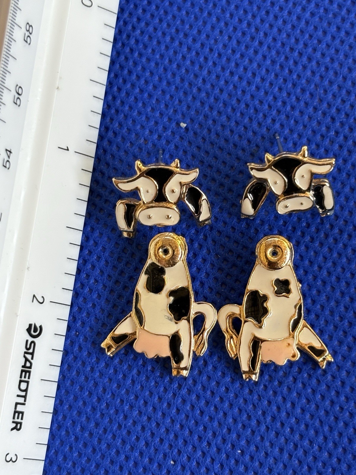 Vintage Moveable Cow Pierced Earrings Cow Lovers Earring Jewelry Farm