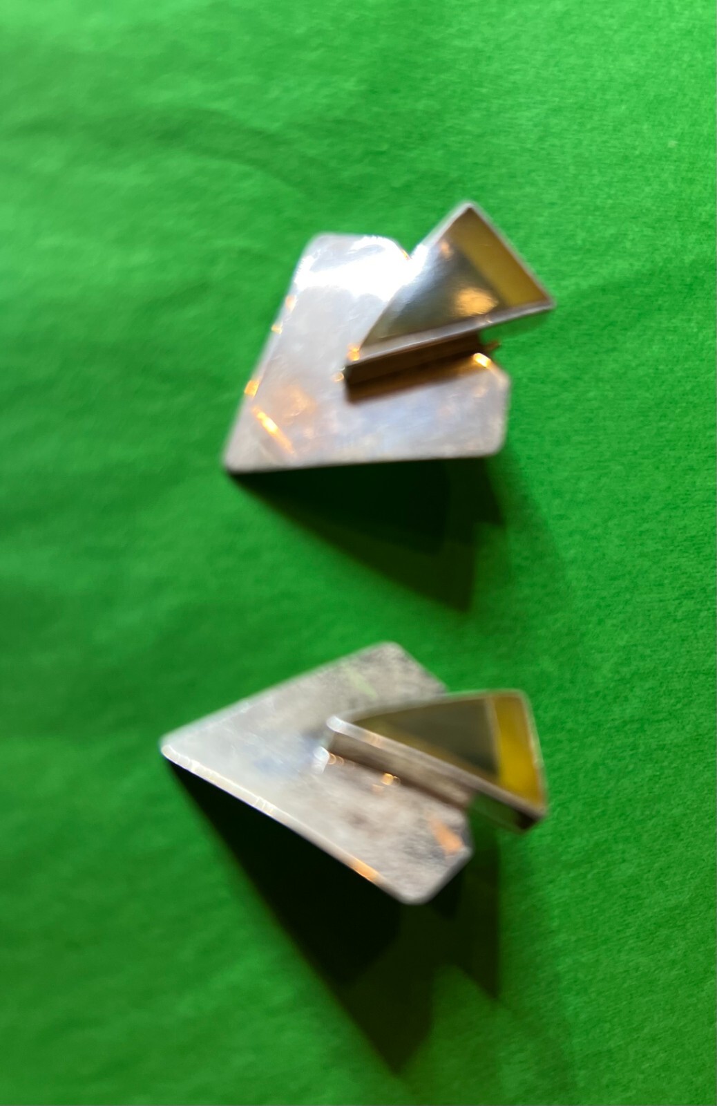 Vintage Peter Vadja Signed Sterling Silver MCM Arrowhead Inlaid Earrings