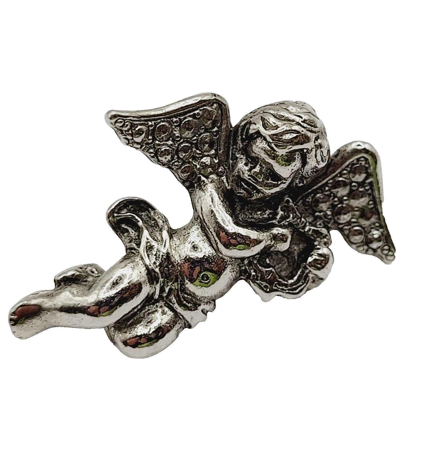 Cherub Angel Lapel or Scatter Pin Silver Tone Faux Marcasite Avon Vintage 1984