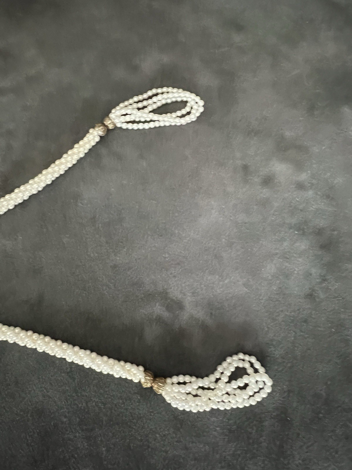 Vintage Faux Pearl Lariat Necklace Knotted Tassel Rope Style Costume Jewelry