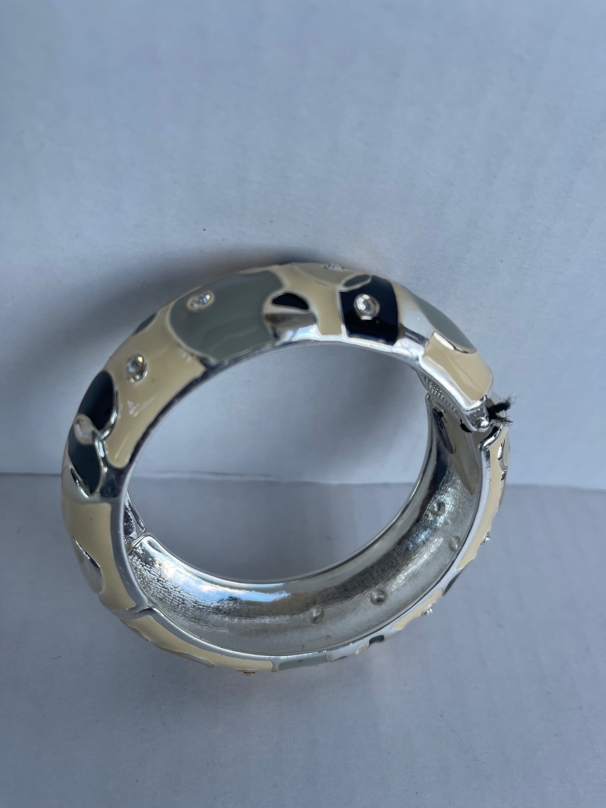Hinged Bangle Bracelet Women’s Multicolor Rhinestone Enamel Elegant Round SZ J19