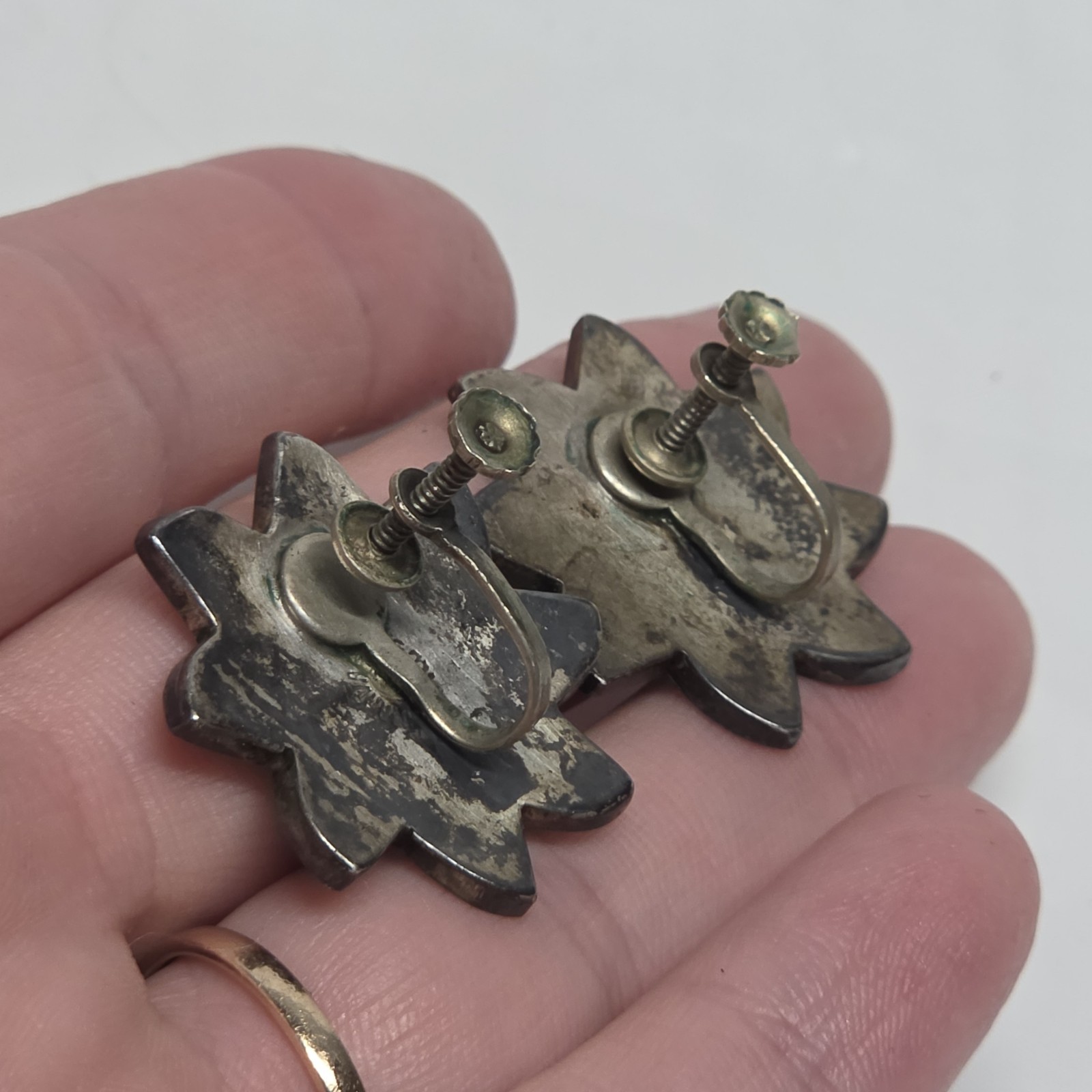 Vintage Taxco Sterling Silver Abalone Pinwheel Pendant / Brooch And Earrings Set