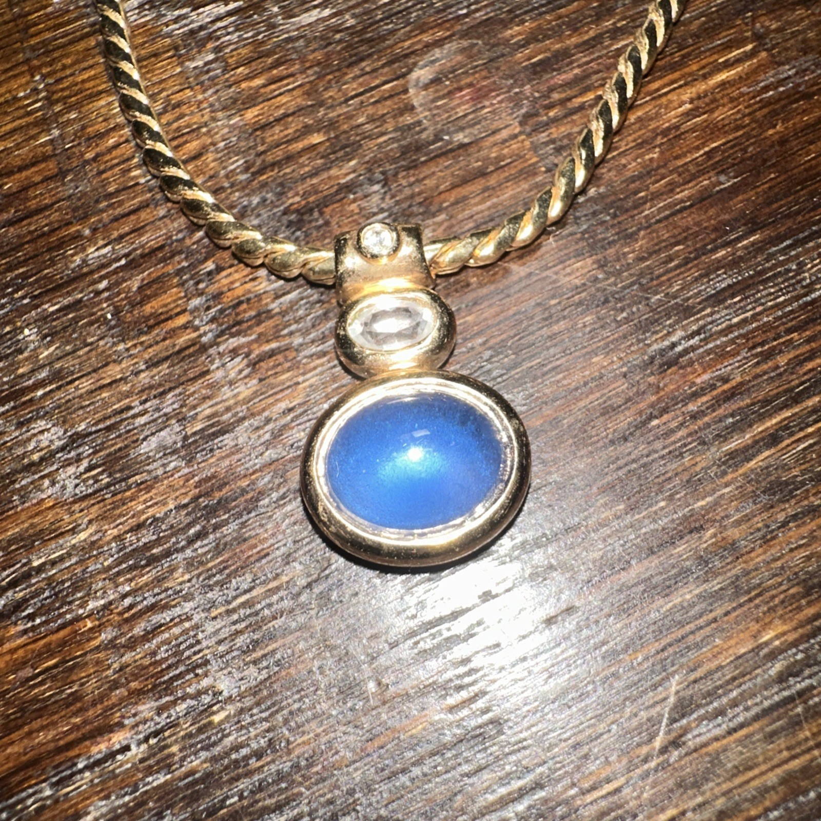 Vintage Swarovski Set Necklace Earrings Gold Tone Blue Clear Crystal DS Co Stamp