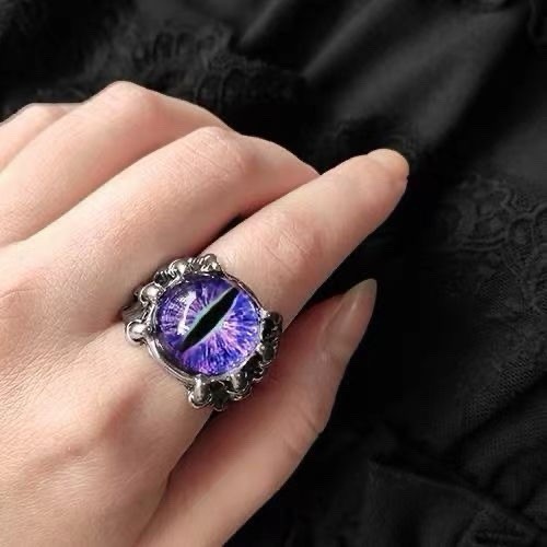 Punk Gothic Devil Evil Eye Dragon Eagle Claw Decorative Eyeball Adjustable Ring