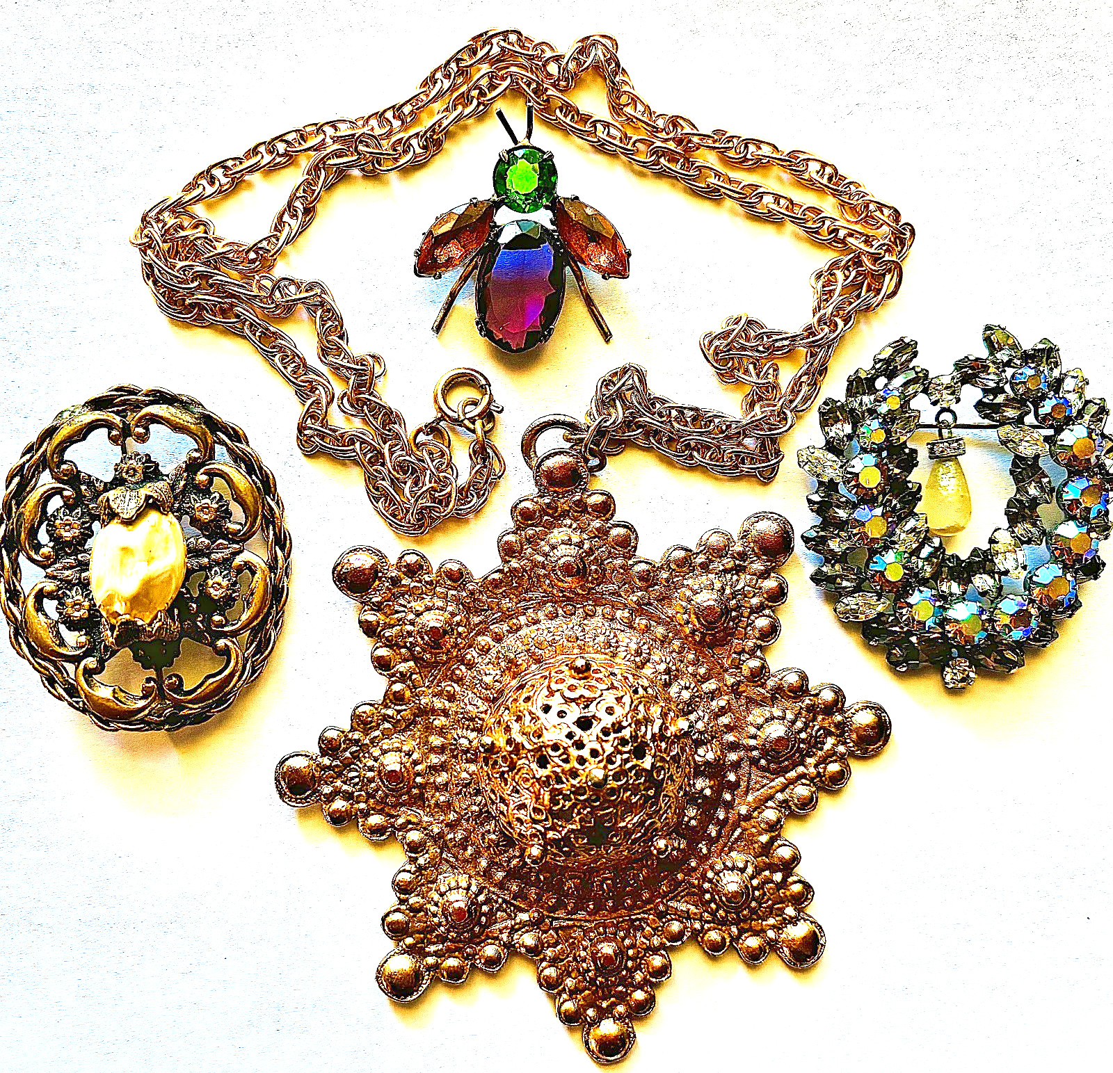 SIGNED Adele Simpson Necklace Brooches Collection 3 Pins 1940s~50s Lot Vintage