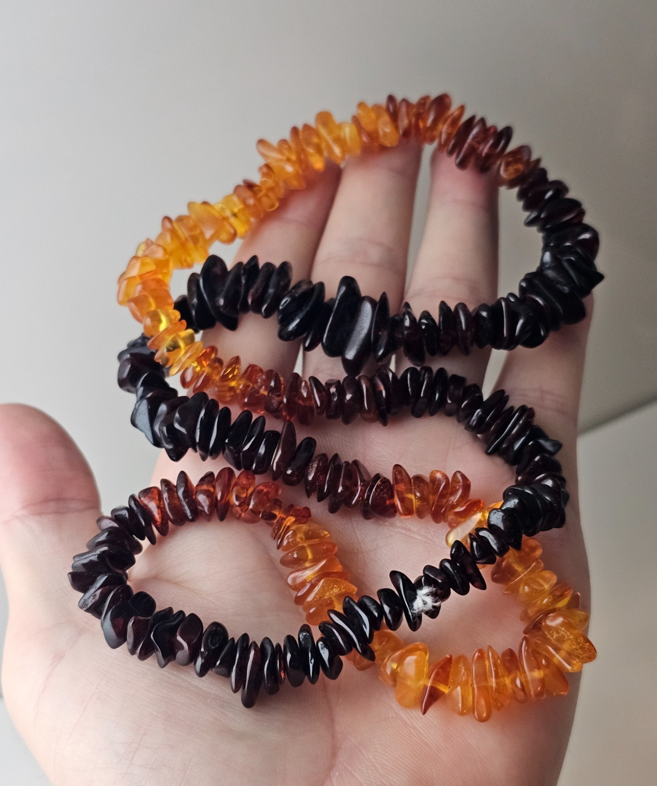 Vintage Genuine Baltic Honey Gold Brown Blk Amber Chip Necklace 28 Inch 3 Color