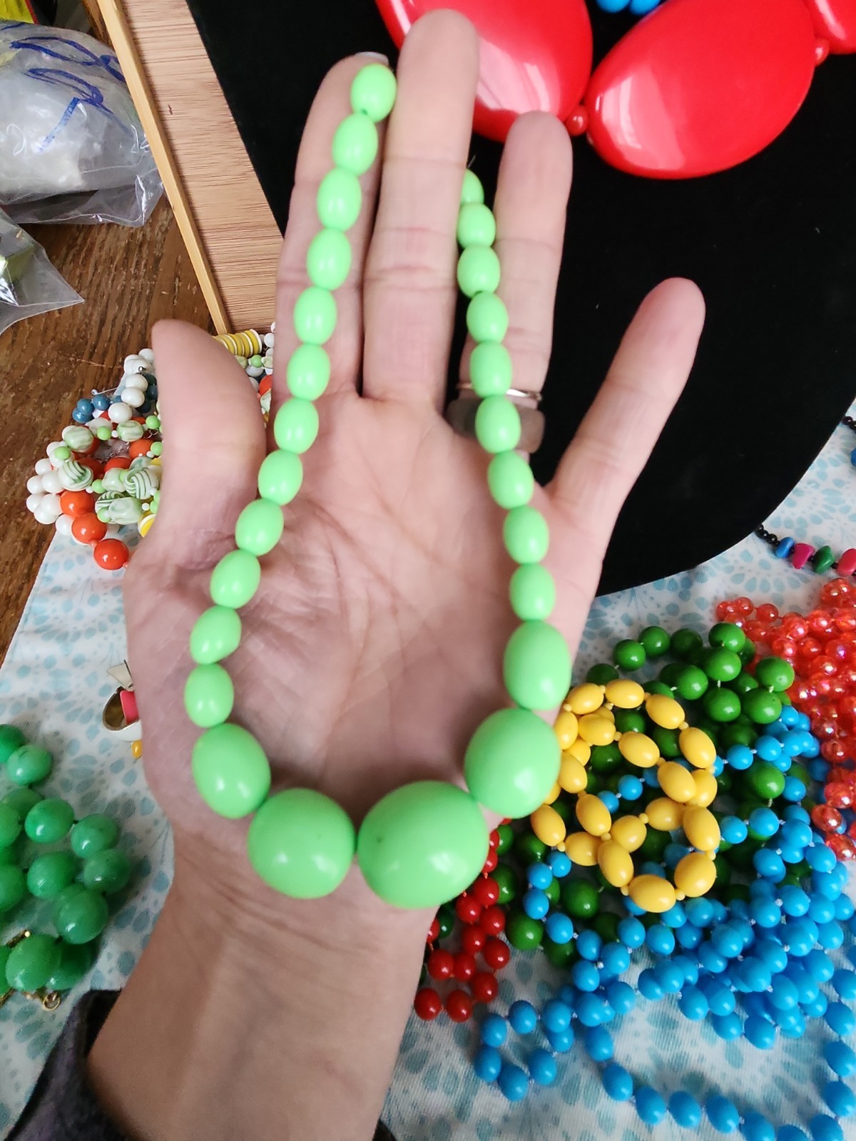 Huge Lot of Vintage Lucite acrylic Glass beaded Necklaces 1950s-1980s