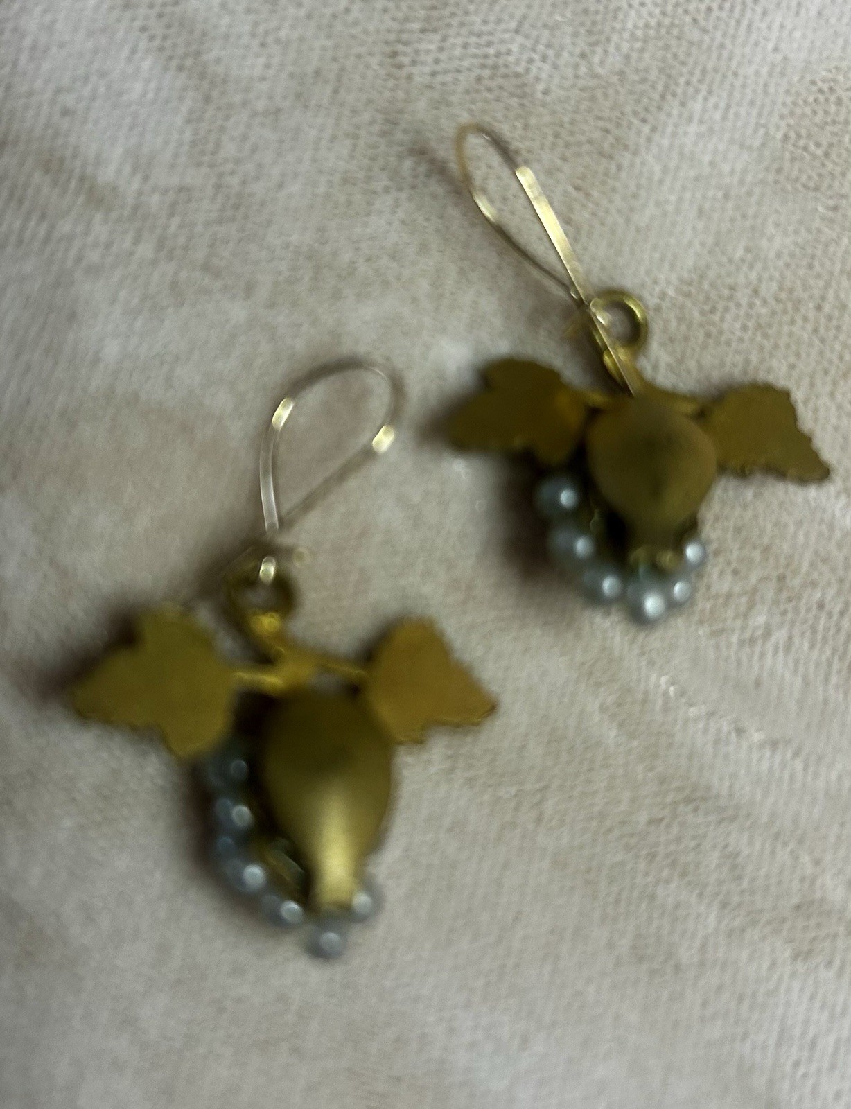 Grape Earrings Pearl Grape Cluster Earrings, Gold Tone, 1.25” Vintage Wedding