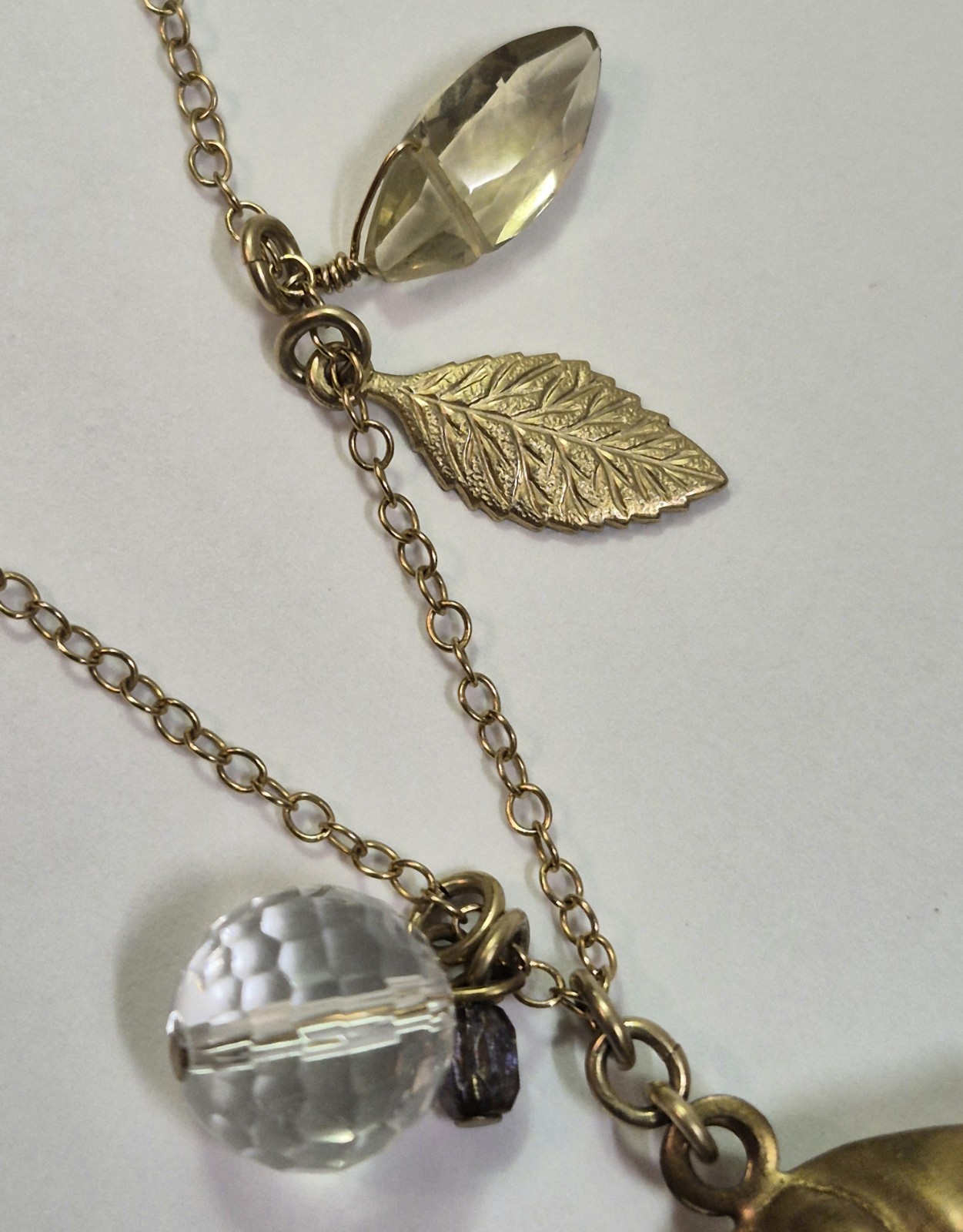 David Aubrey Pendant Necklace Glass Gold Tone Vintage Style Birdcage Dainty
