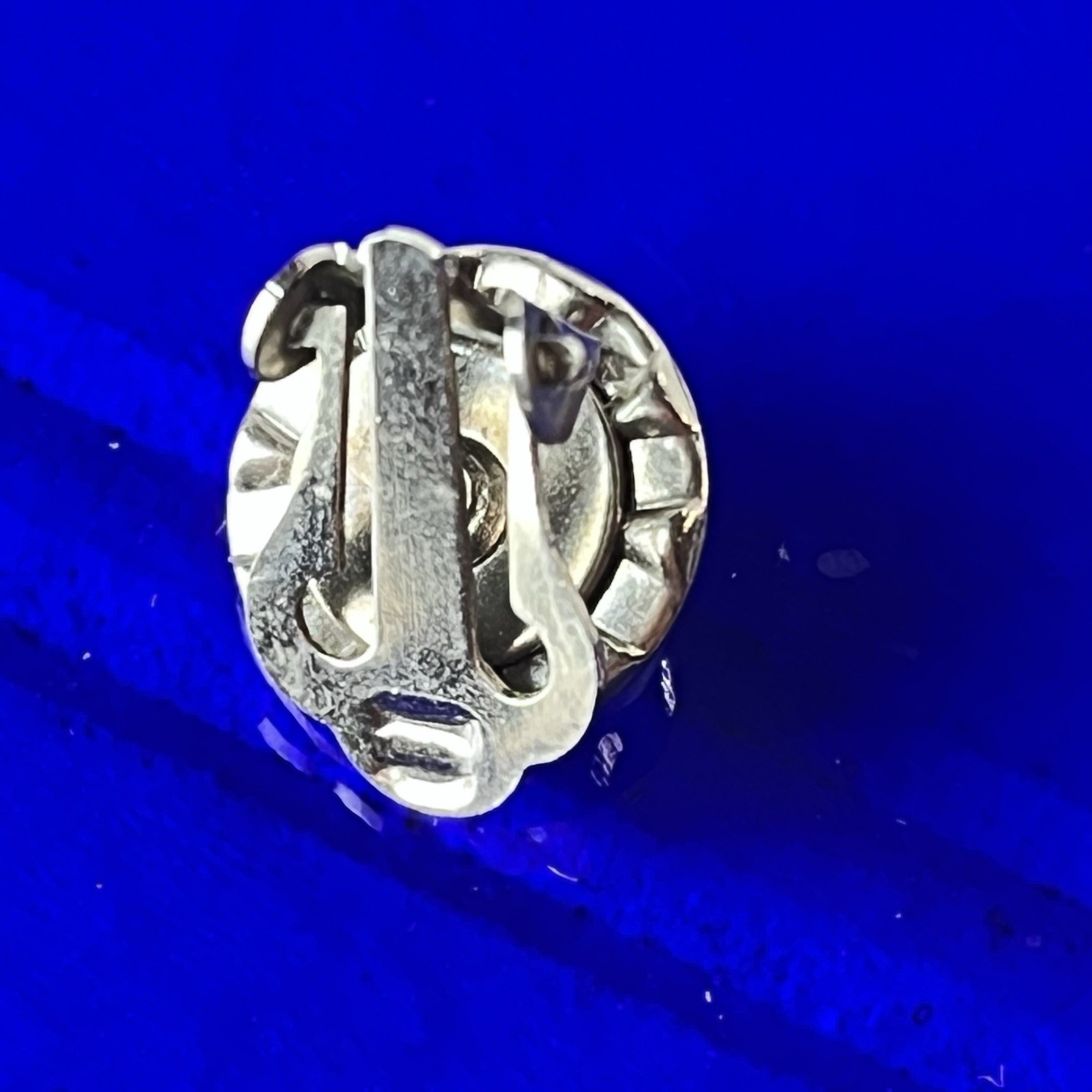 Vtg 1950s Clip-On Earrings – Iolite Blue Rivoli Stones -Clear Rhinestones – 1/2”