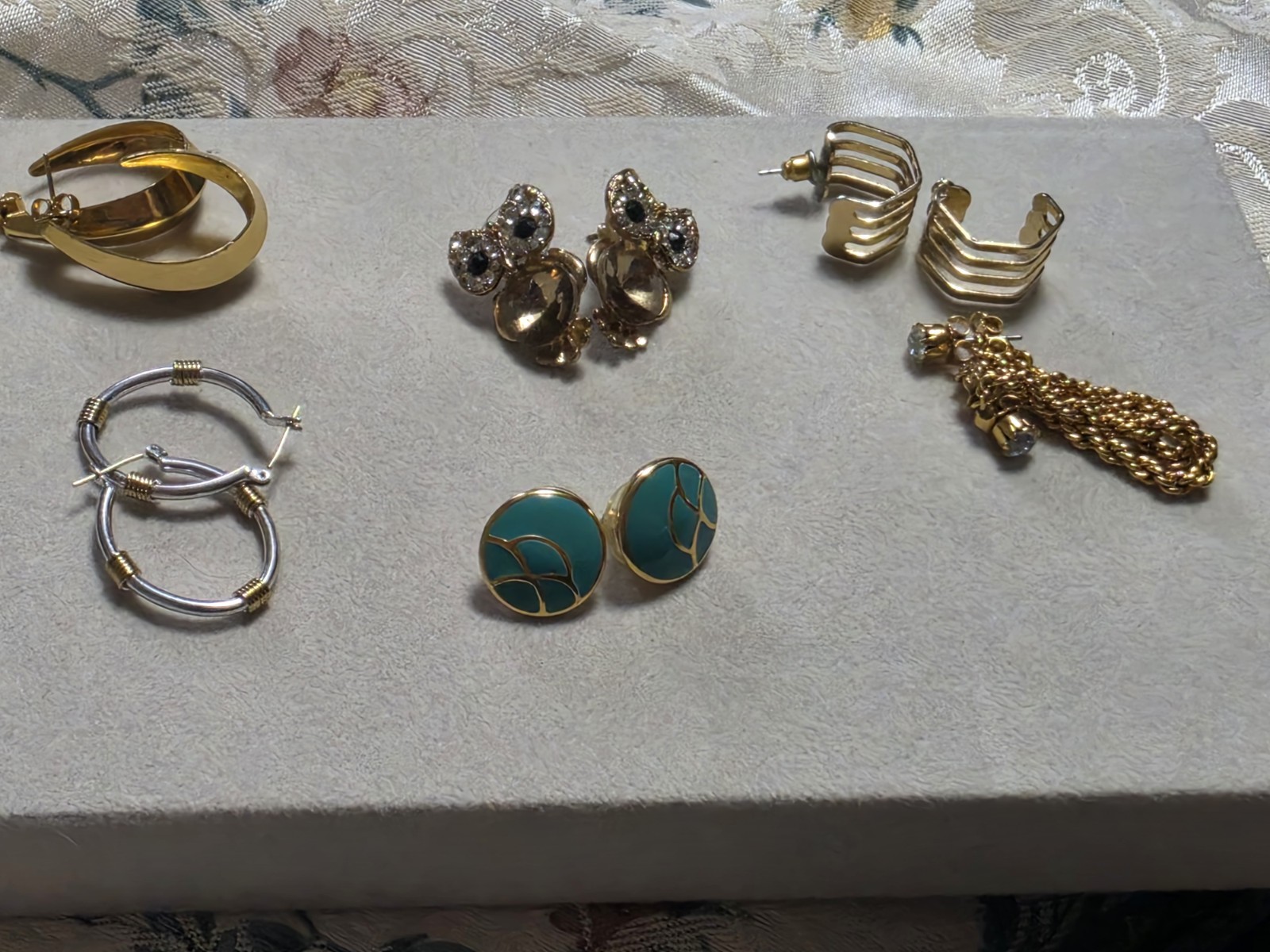 Vintage Pierced Earrings, Lot of 6 Pairs Silver/Gold/Enamel/Crystal 1 Pair Avon