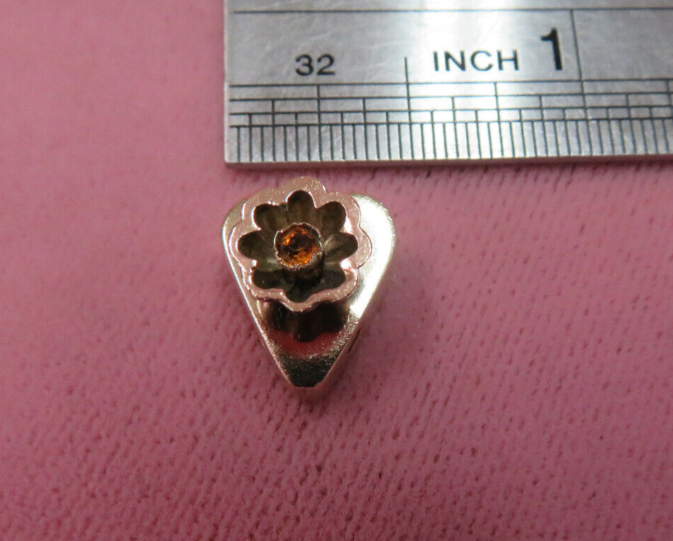 14K Solid Y. Gold Citrine Slide Charm for Bracelet 1.86 Grams