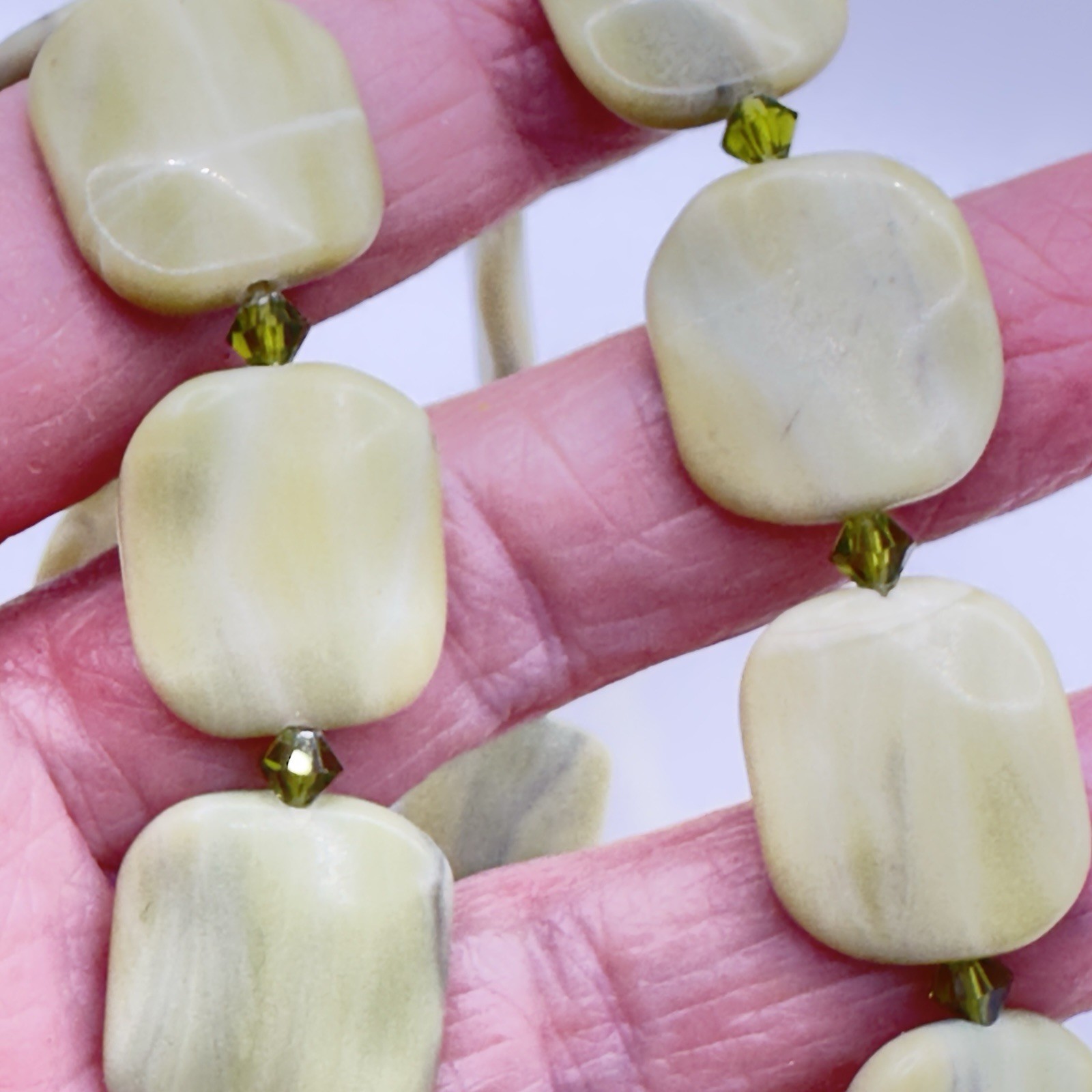 Vintage Artisan Jasper Necklace Choker Modern Boho Earthy Modern Butter Green