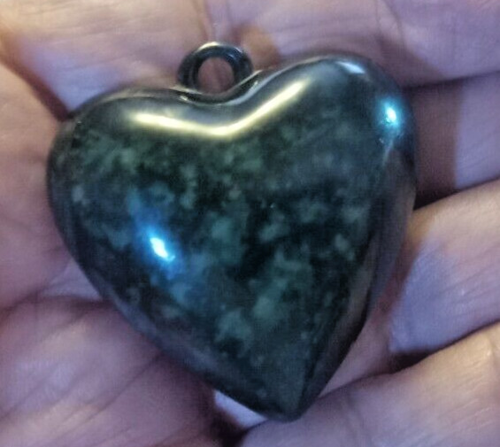 Fine vintage red hard plastic HEART pendant 1 & 1/2″ across Love Charm Very COOL