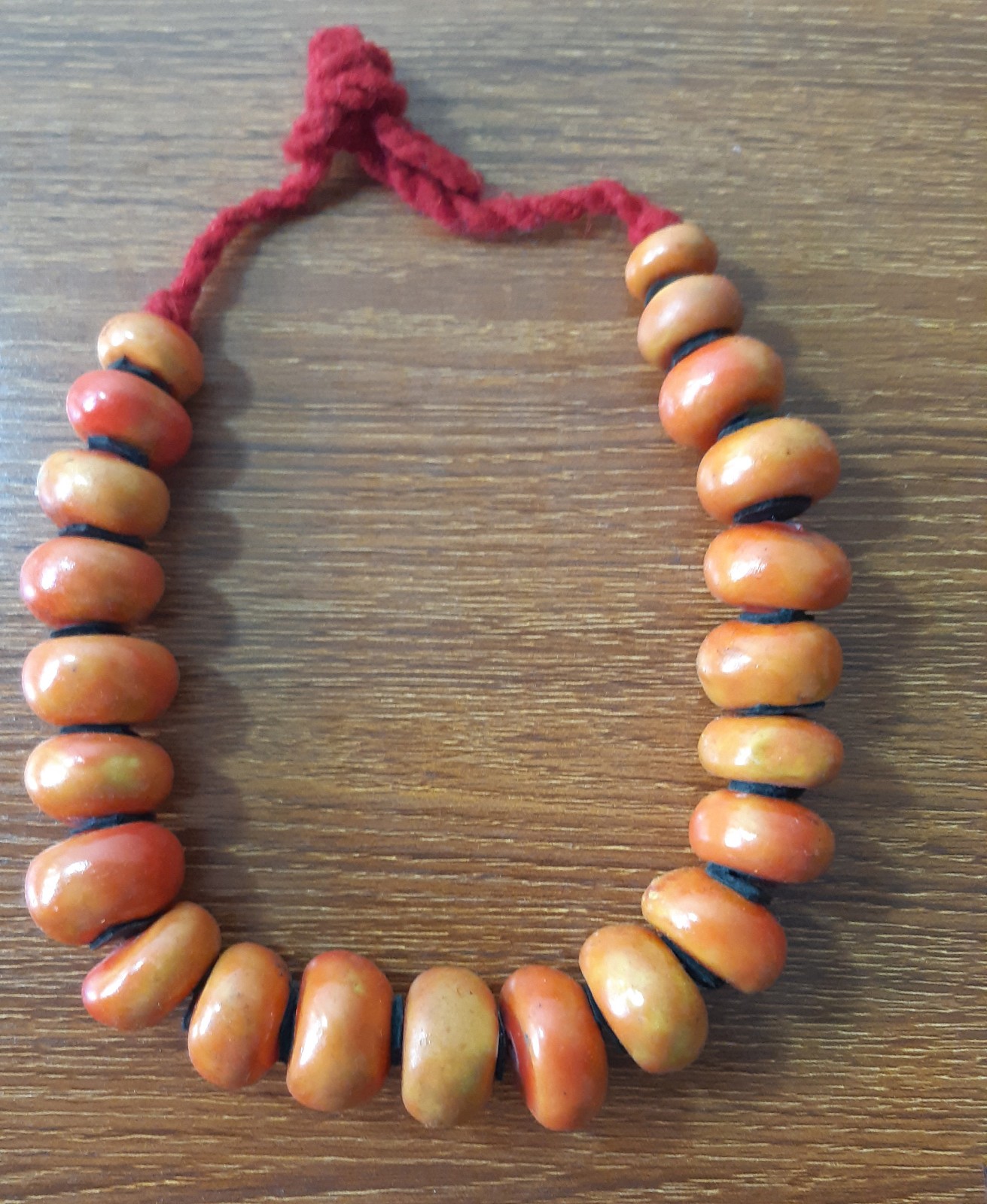 3 old Handcrafted Berber Necklace resin Bead Amber Color Artisan Jewelry Morocco