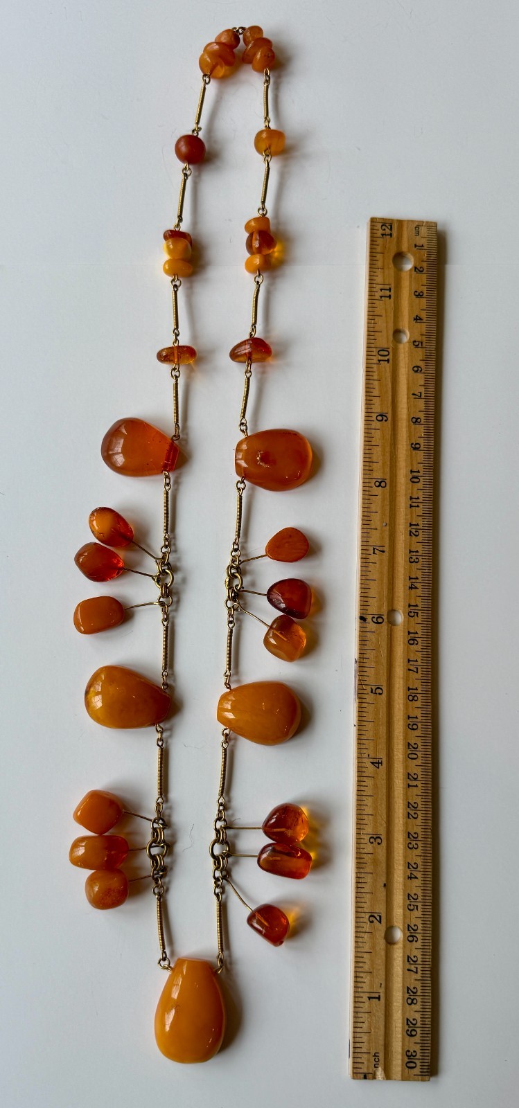 GORG Vintage Natural Egg Yolk Honey Cognac Baltic Amber Necklace 28″ EXC COND