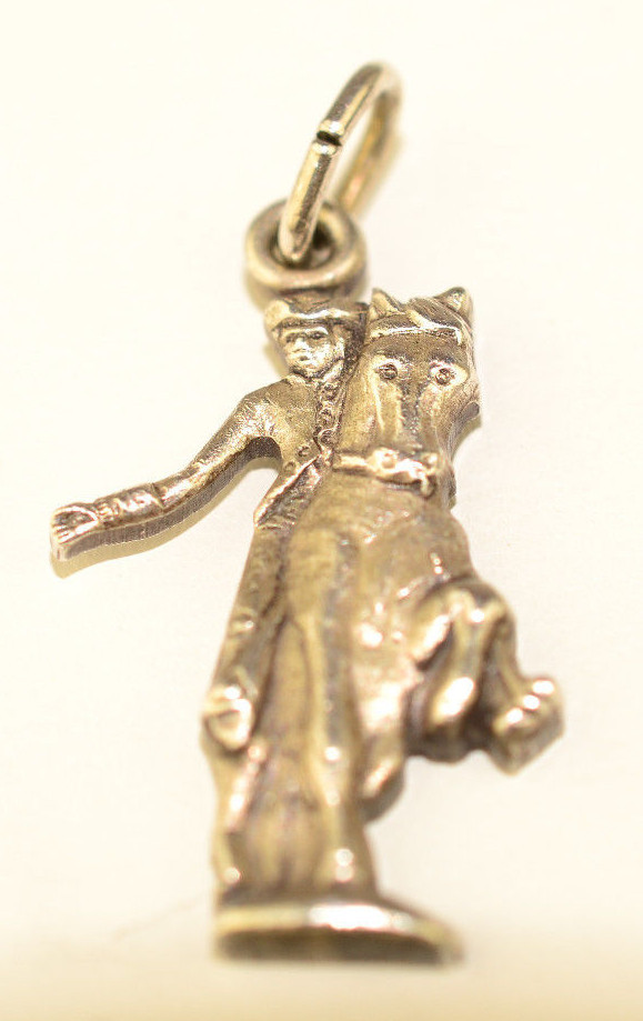 VINTAGE STERLING SILVER PAUL REVERE RIDING ON A HORSE CHARM BY HERALDICS