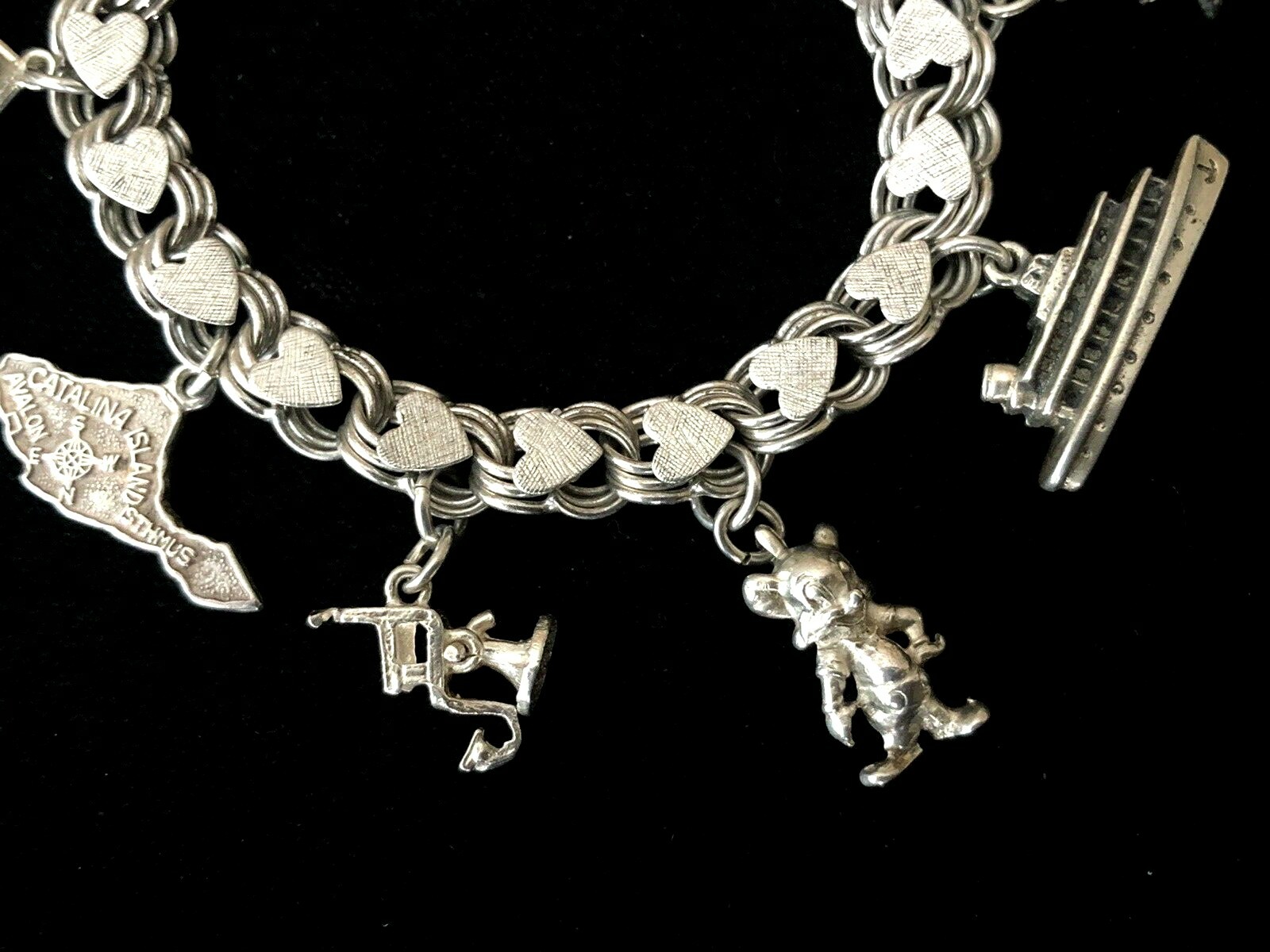 Vintage 1940s Sterling Silver Charm Bracelet Micky & Minnie Mouse