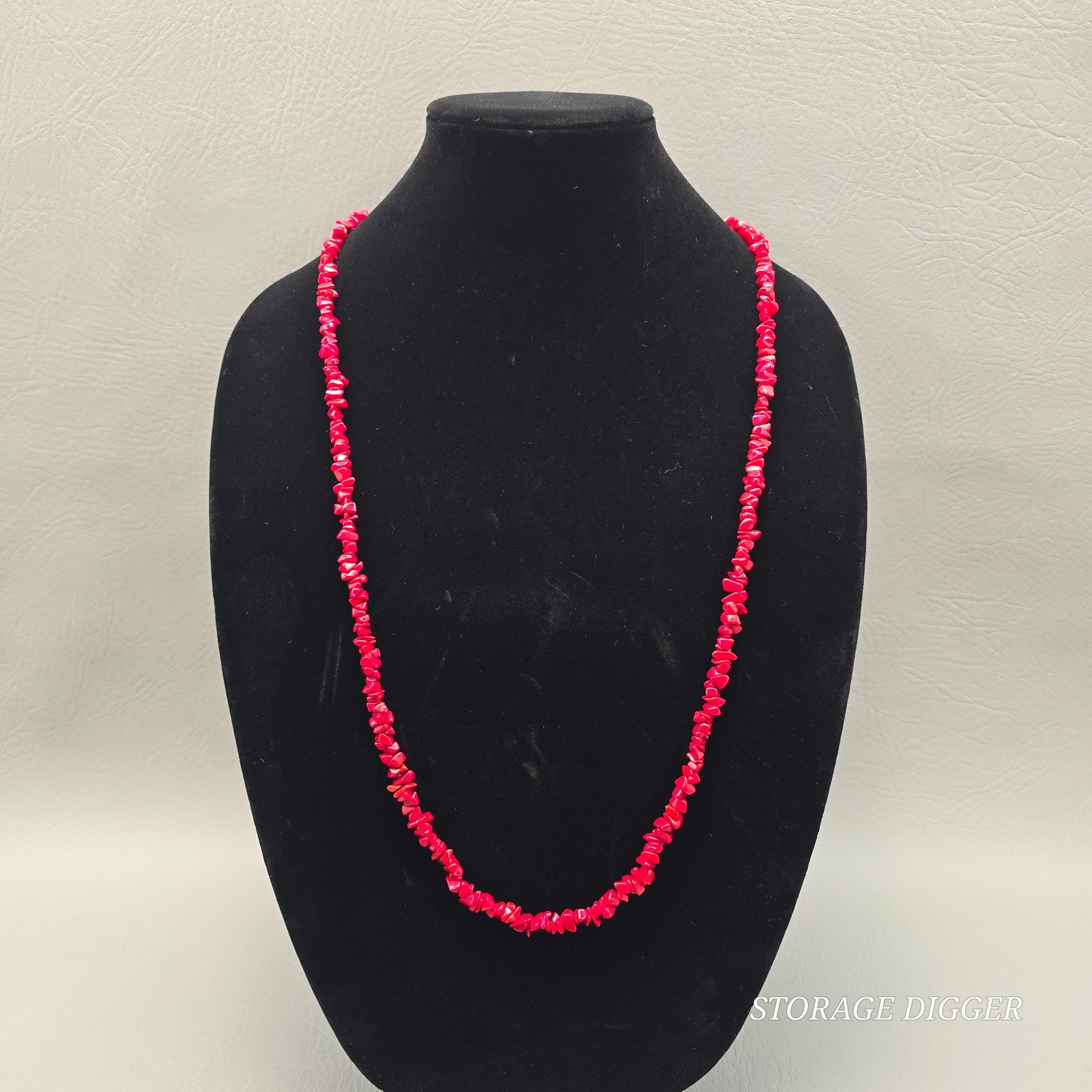 Vintage Handmade Red Coral Beads Necklace 34″ Long