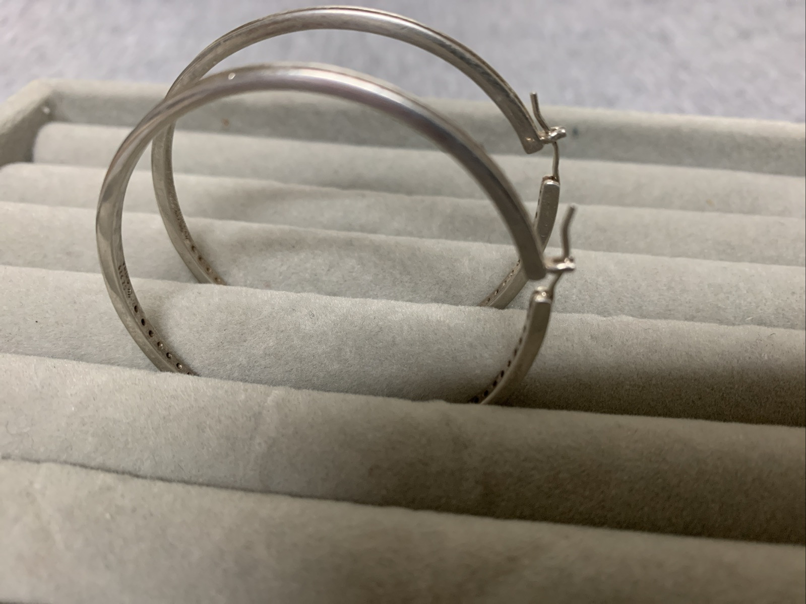 Vintage Sterling & Cubic Zirconia Dangle Drop Hoop Earrings