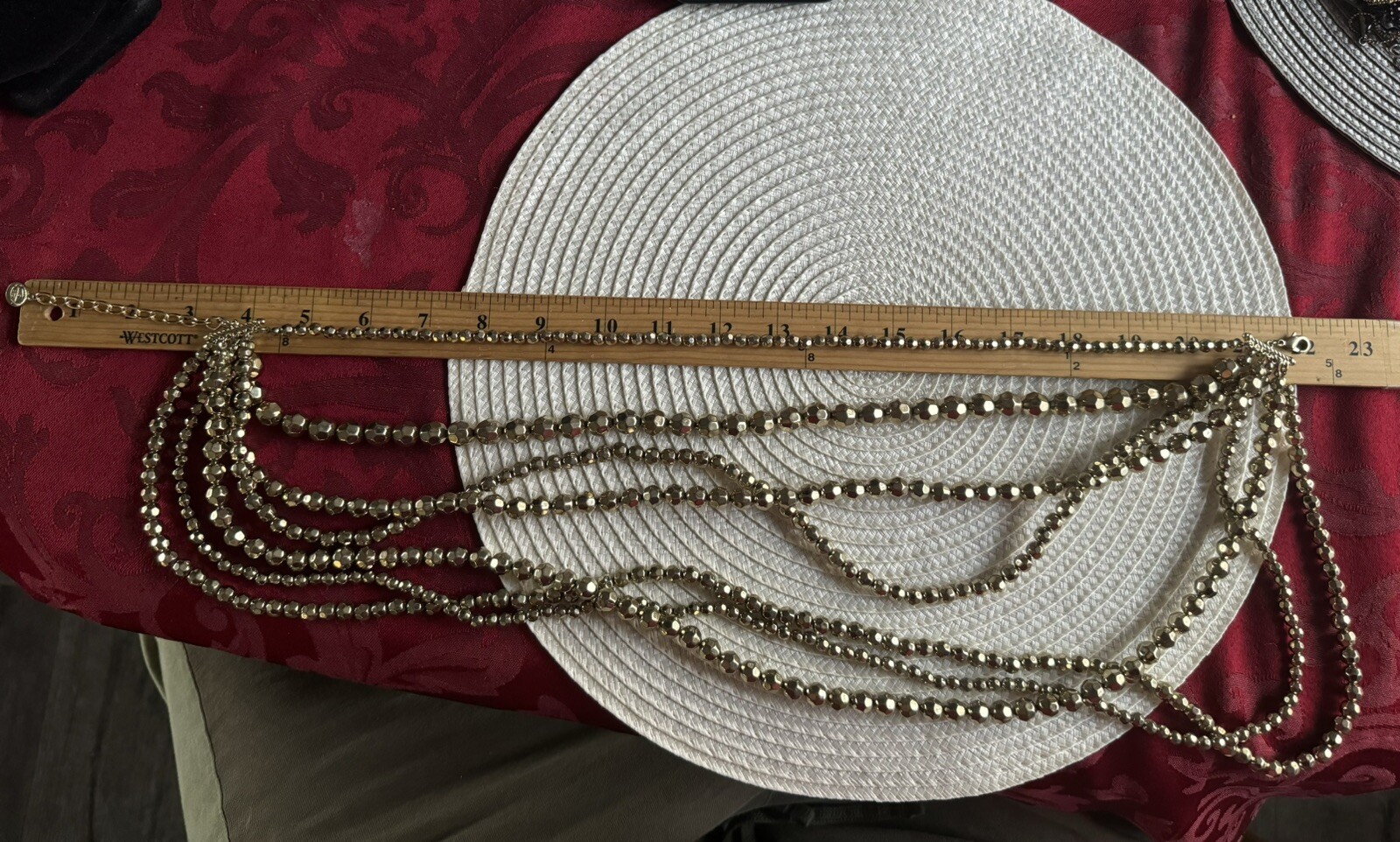 Vintage Signed GRAZIANO gold TONE(NOT METAL) Faceted Beads Multi Strand Necklace