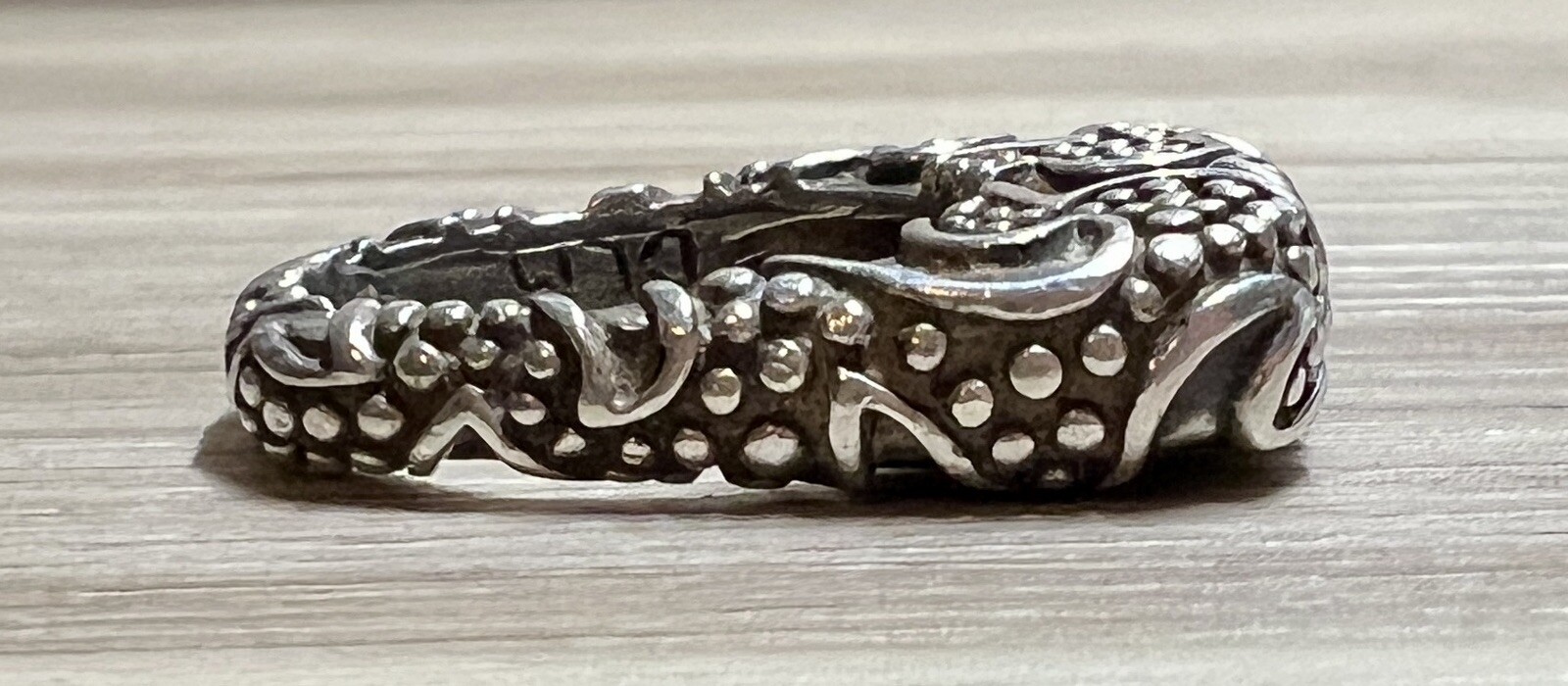 Vintage Designer Dian Malouf Sterling Silver Tall Tribal Stack Ring, Size 6.5