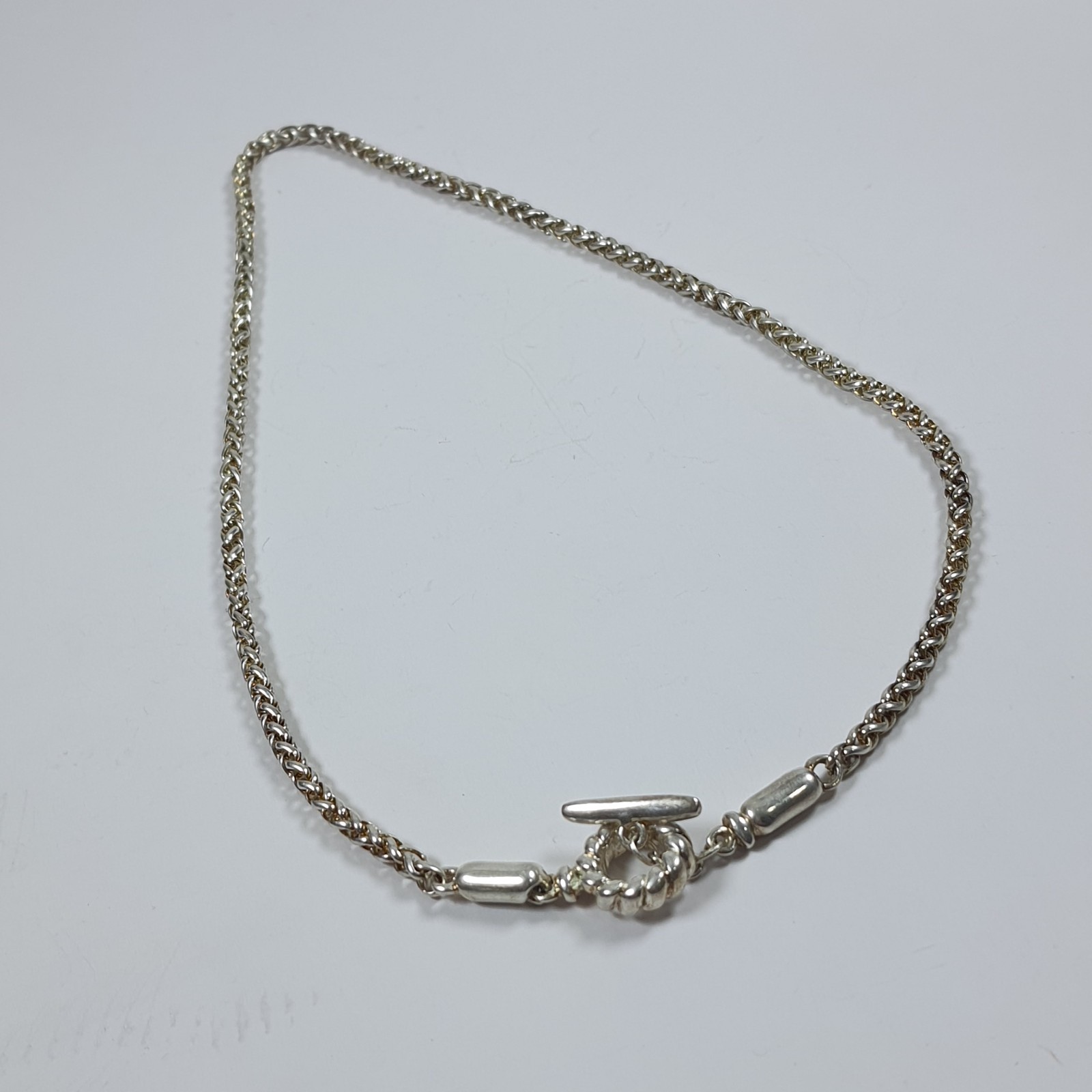 Vintage Spiga Wheat Chain Necklace Silver Tone Toggle Clasp 52cm Heavy Link
