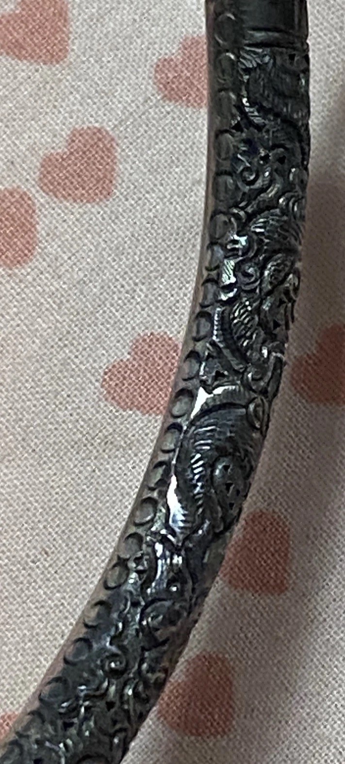 Vintage Vietnam 980 Silver Dragon Tube Necklace PHUC TIN 98% 22.5” Yin Yang