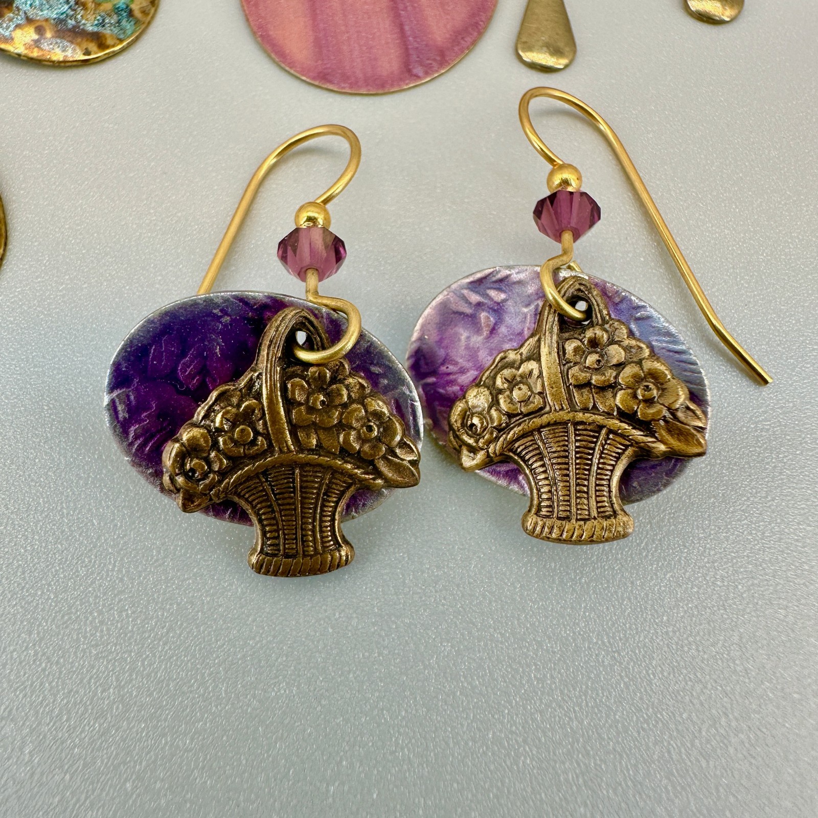 Vintage Bohemian Artisan Earrings Lot Mixed Metals Dangle Pierced Earth Tone