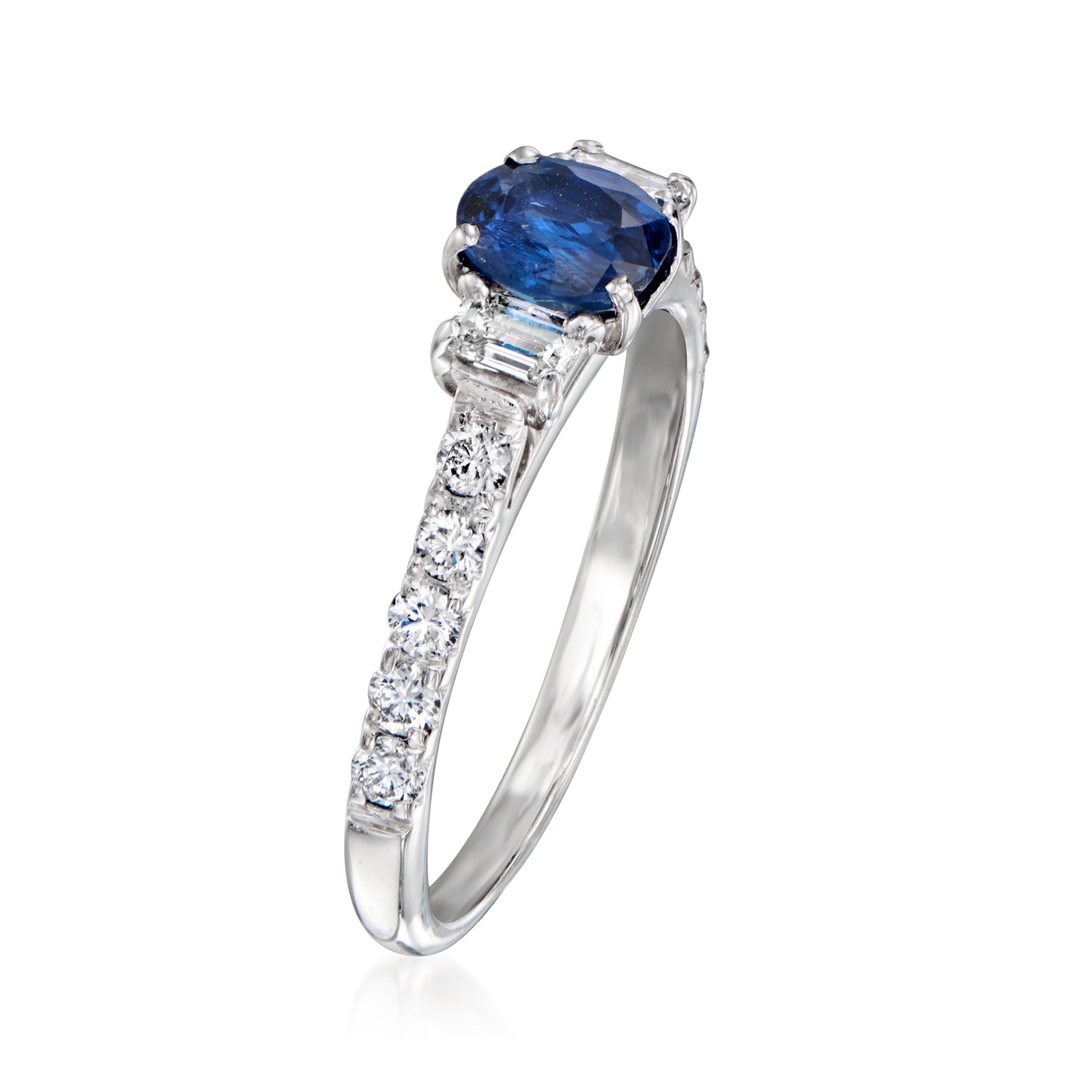 Vint Sapphire & Diamond Rng in 14k White Gold Size 5