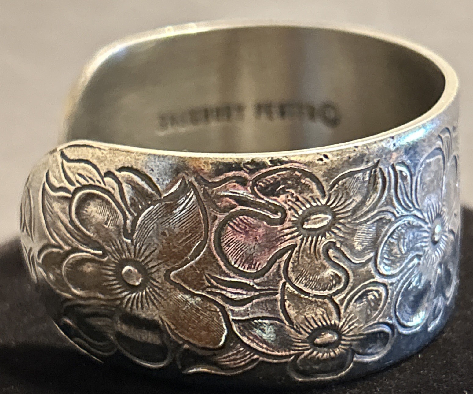 Salisbury Pewter Vintage February Floral Pewter Cuff Bracelet