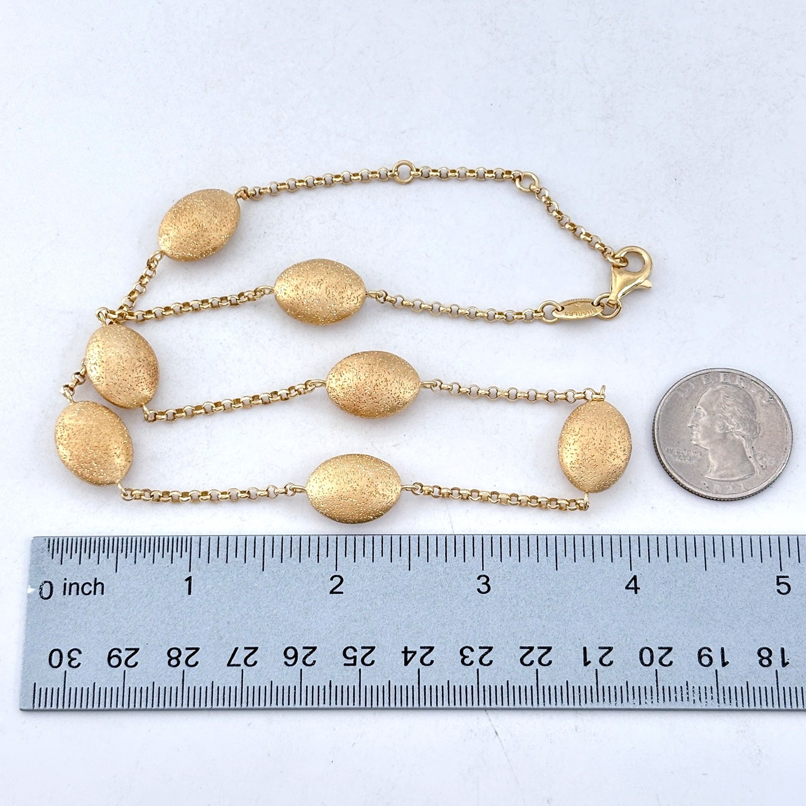Vintage Charles Garnier Gold-Tone Oval Bead Station Necklace 16″, 17″, 18″