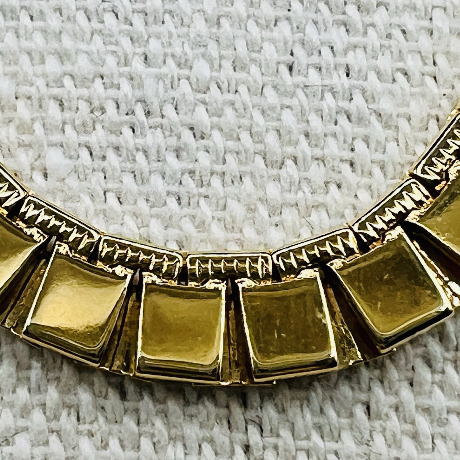 Monet Gold Tone Articulated Tile Link Necklace 27” Signed Vintage Statement Bold