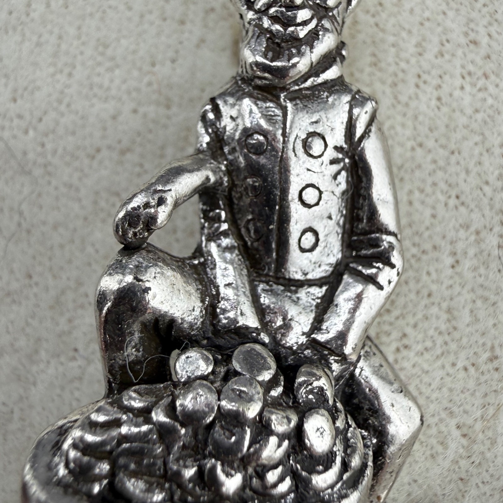 Vintage Connemara Marble Brooch Leprechaun Silver Tone Lucky Elf